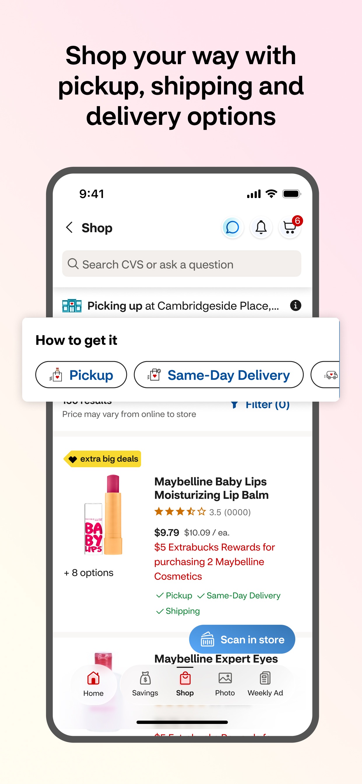 CVS Health App Store screenshot 5: Shop your way with pickup, shipping and delivery options