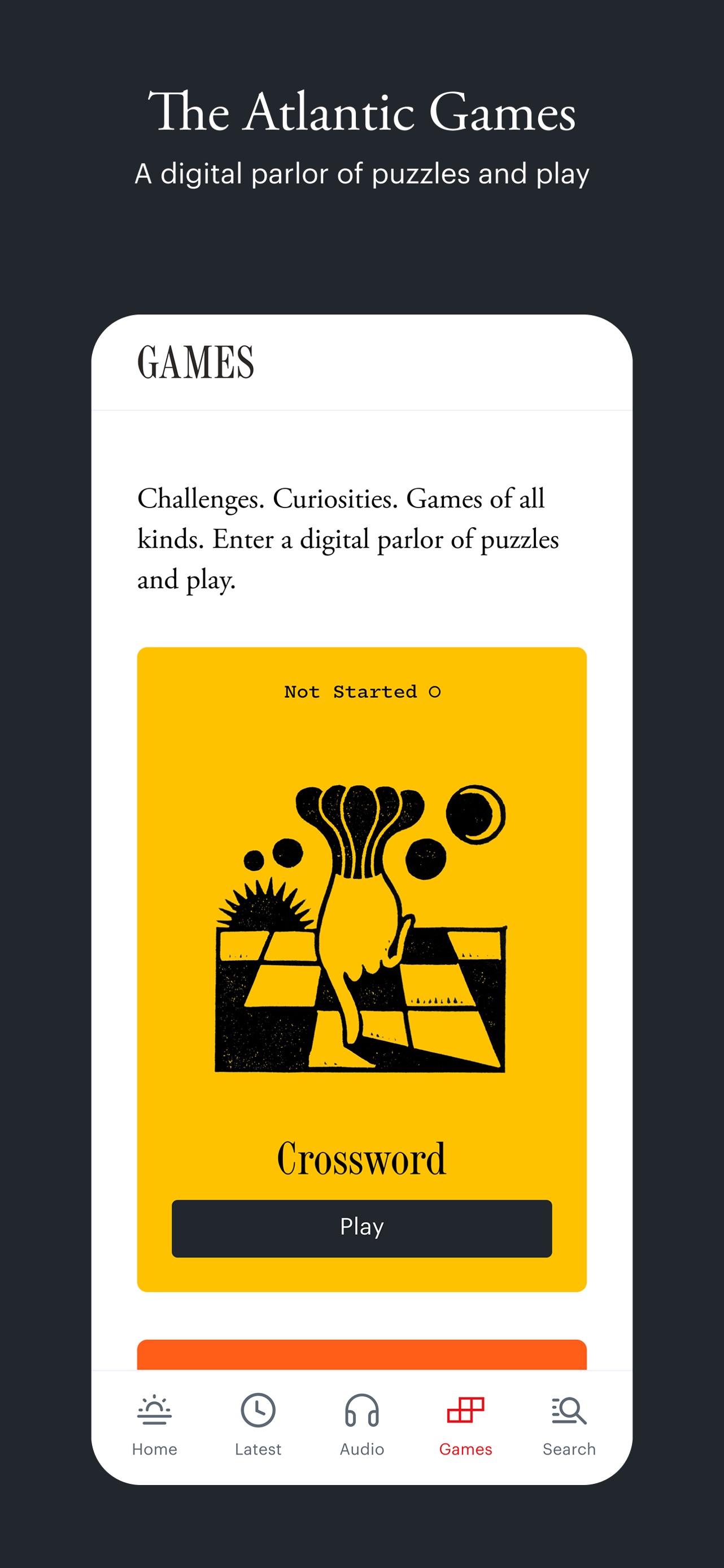 The Atlantic Magazine App Store screenshot 5: The Atlantic Games
A digital parlor of puzzles and play