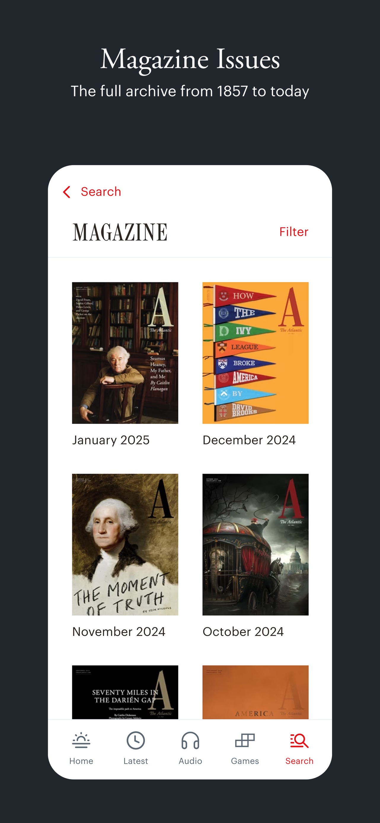 The Atlantic Magazine App Store screenshot 7: Magazine Issues
The full archive from 1857 to today