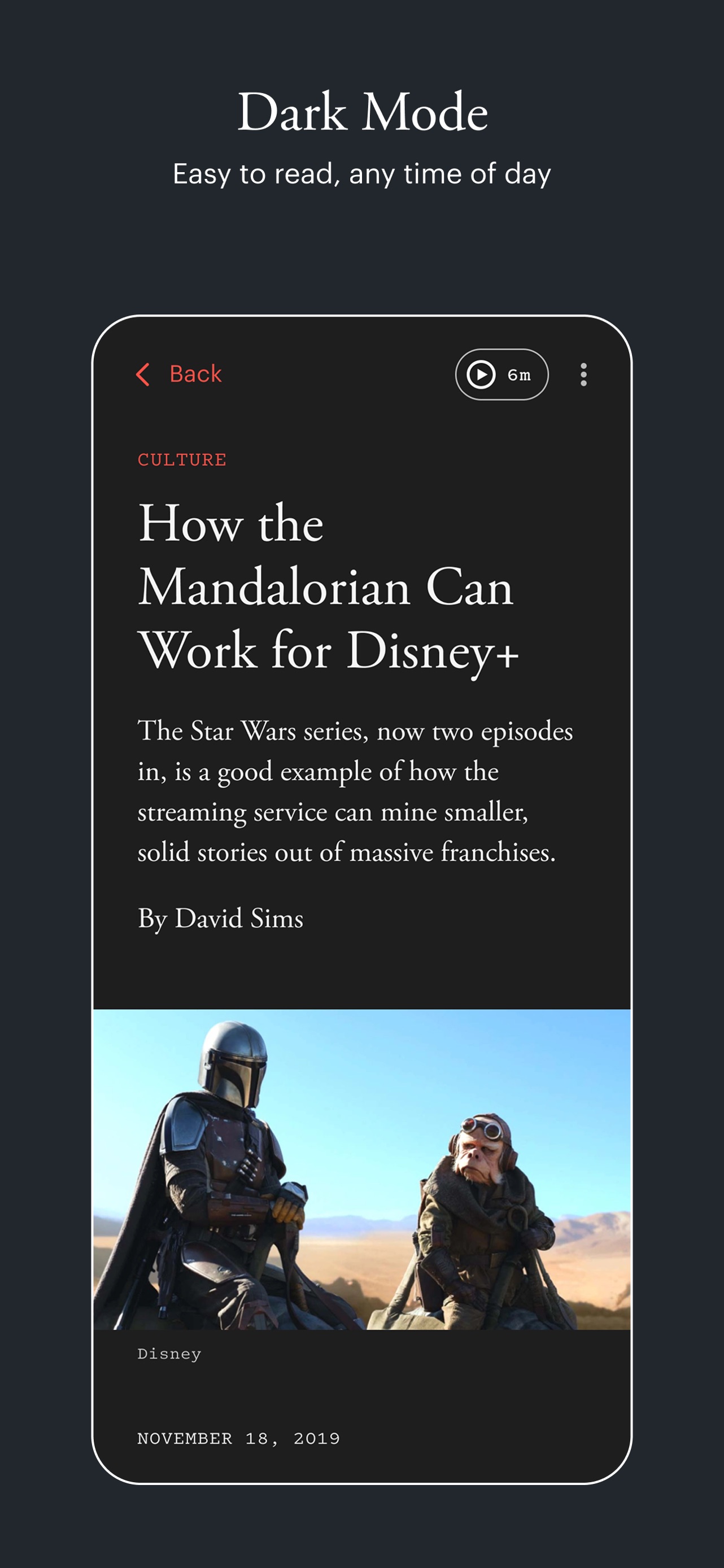 The Atlantic Magazine App Store screenshot 9: Dark Mode
Easy to read, any time of day