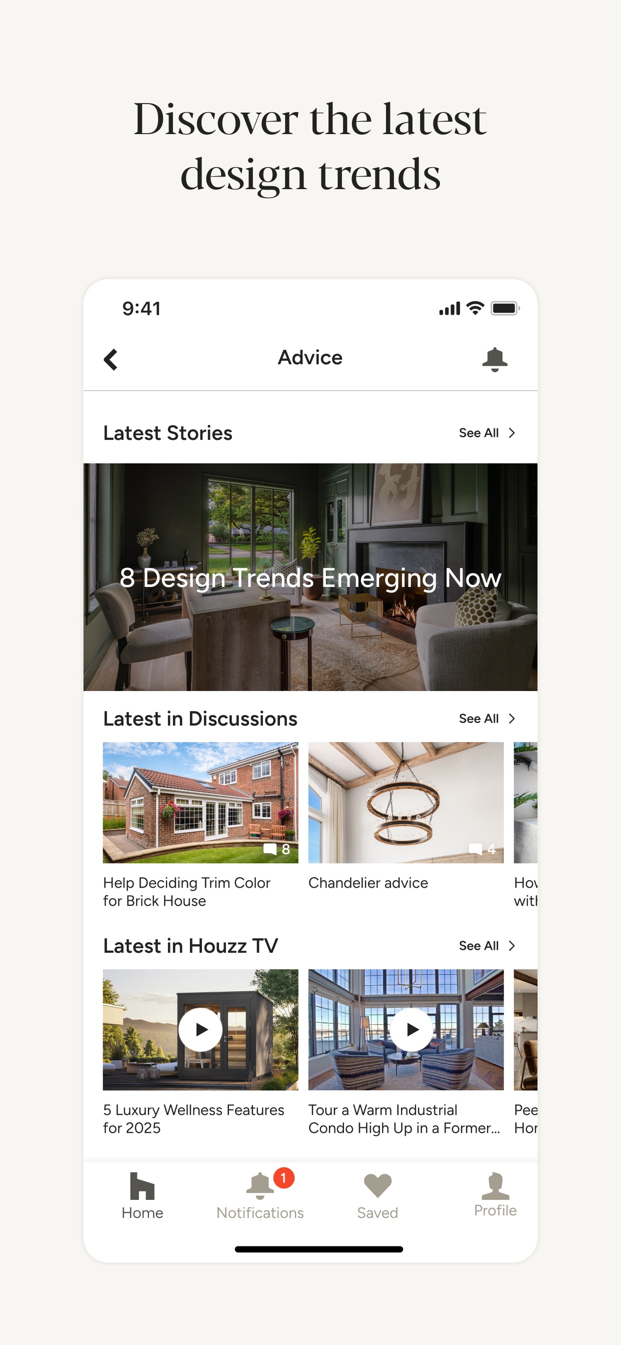 Houzz App Store screenshot 5: Discover the latest design trends
