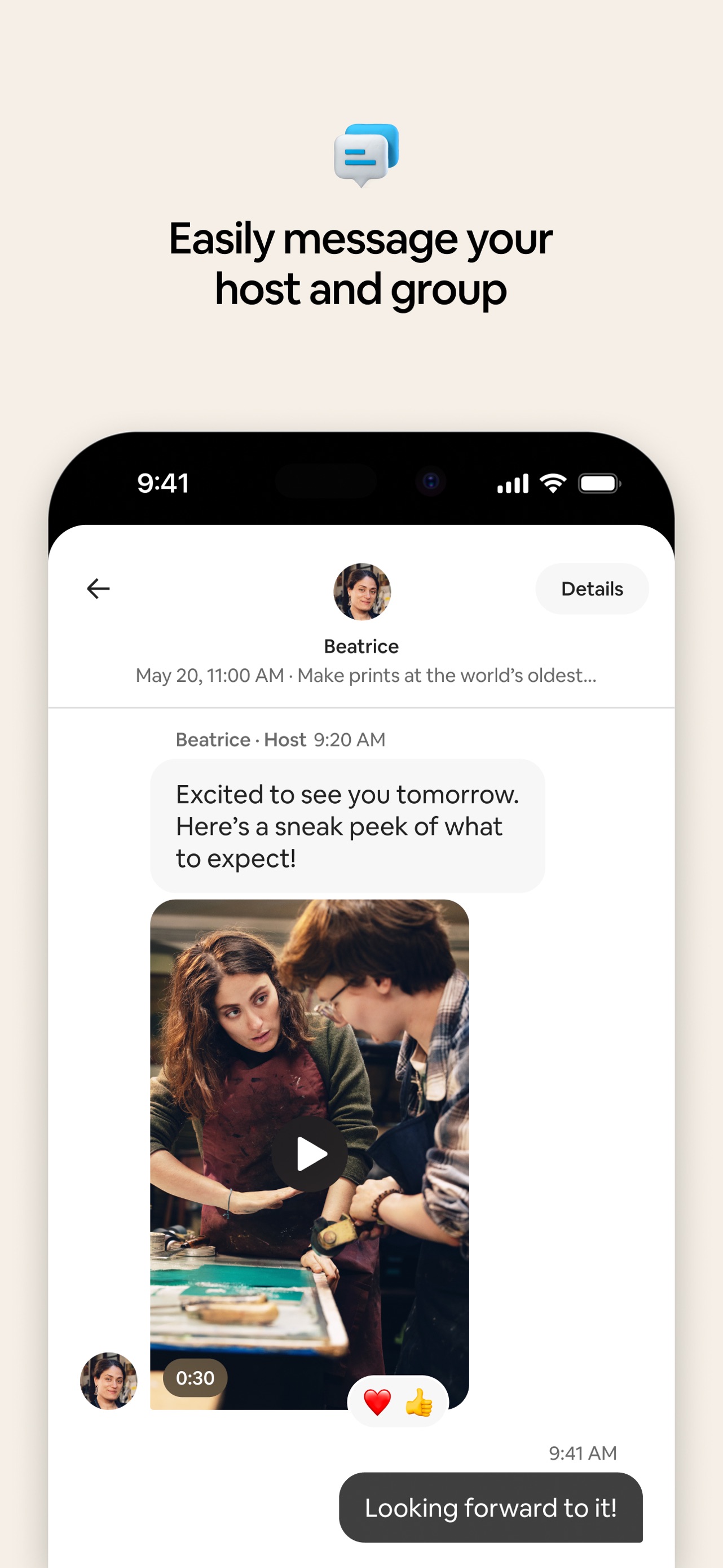 Airbnb App Store screenshot 5: Easily message your host and group