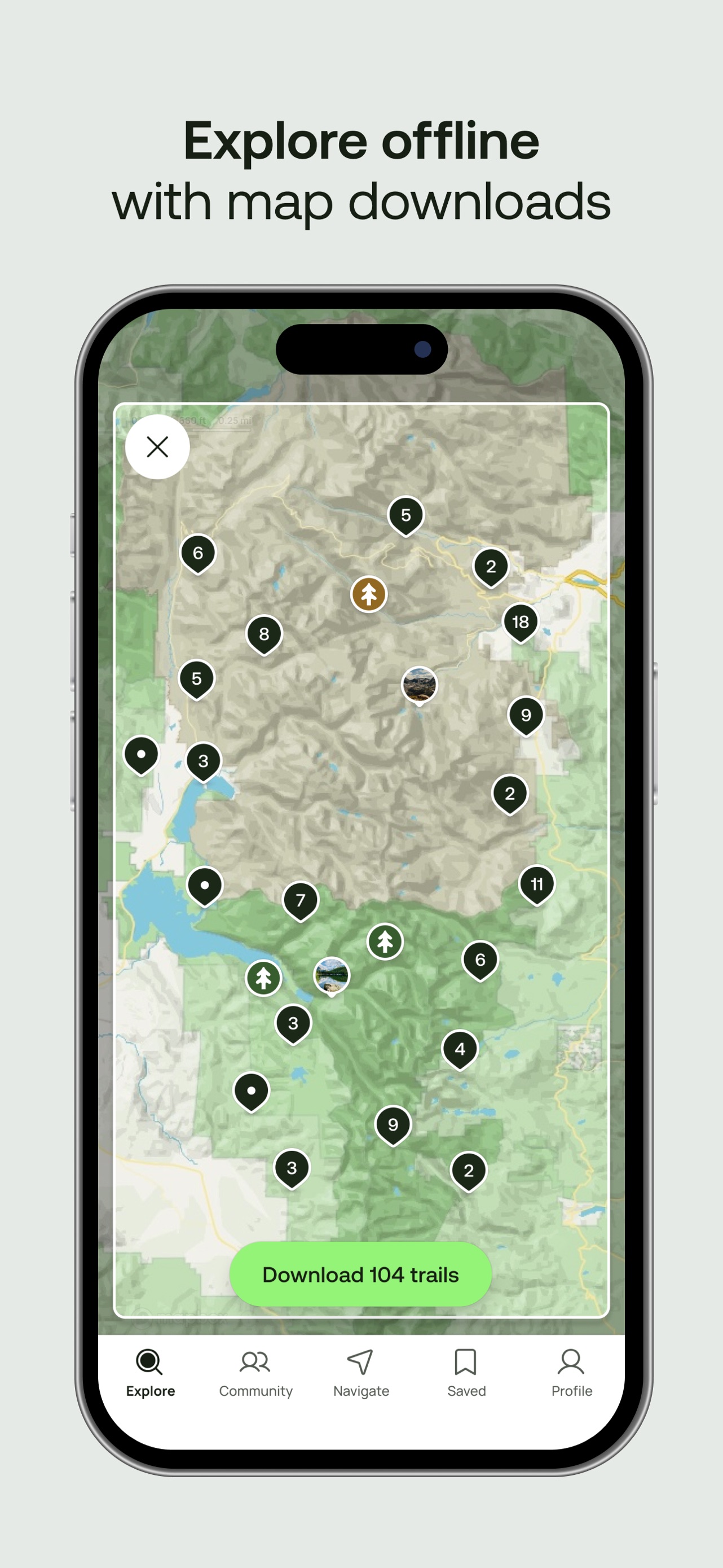 AllTrails App Store screenshot 6: Explore offline with map downloads