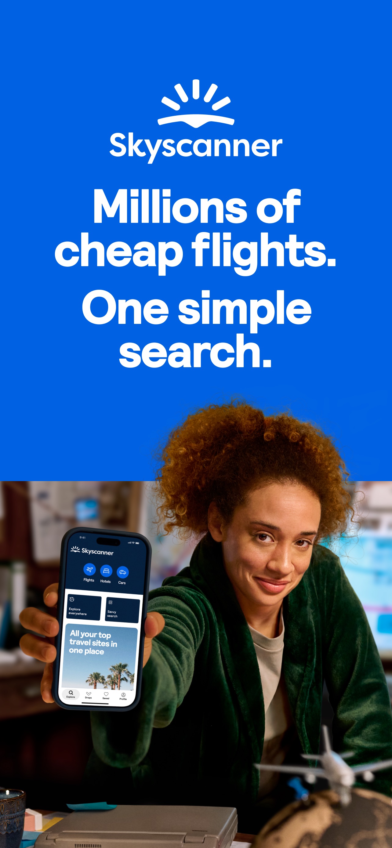 Skyscanner App Store screenshot: Millions of cheap flights. One simple search.
