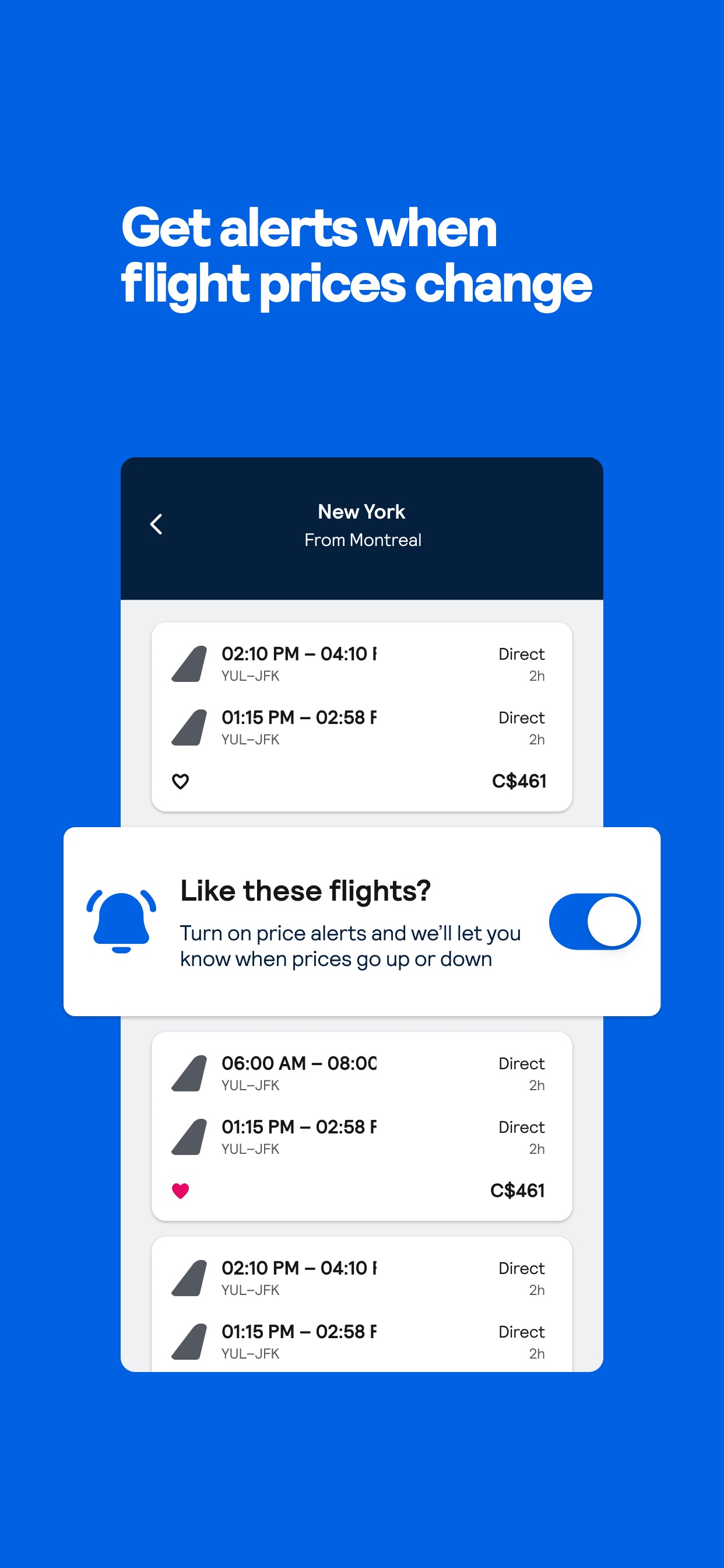 Skyscanner App Store screenshot 6: Get alerts when flight prices change