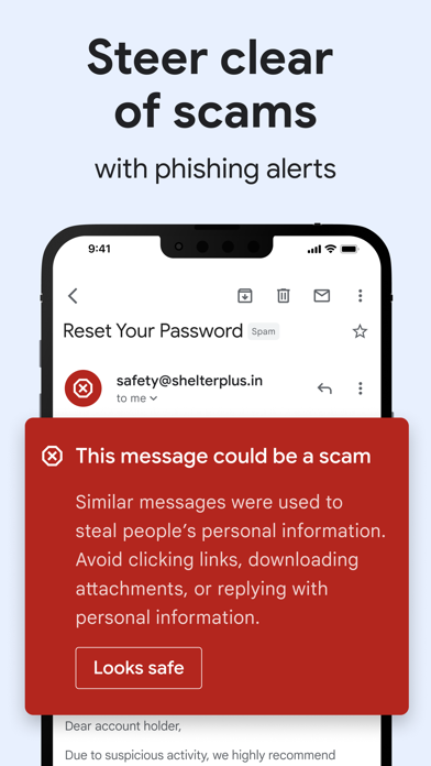 Gmail App Store screenshot 8: Steer clear of scams with phishing alerts