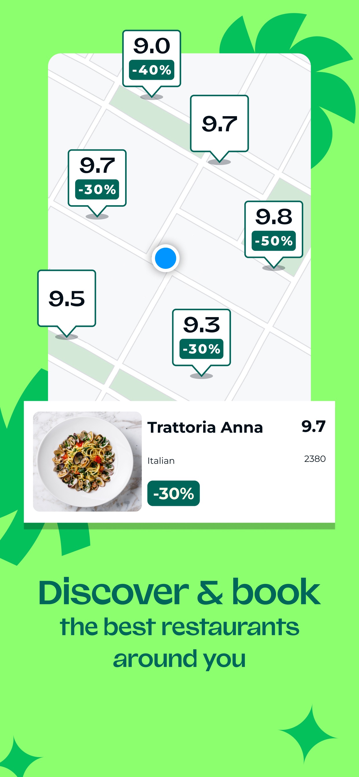 TheFork App Store screenshot: Discover & book the best restaurants around you