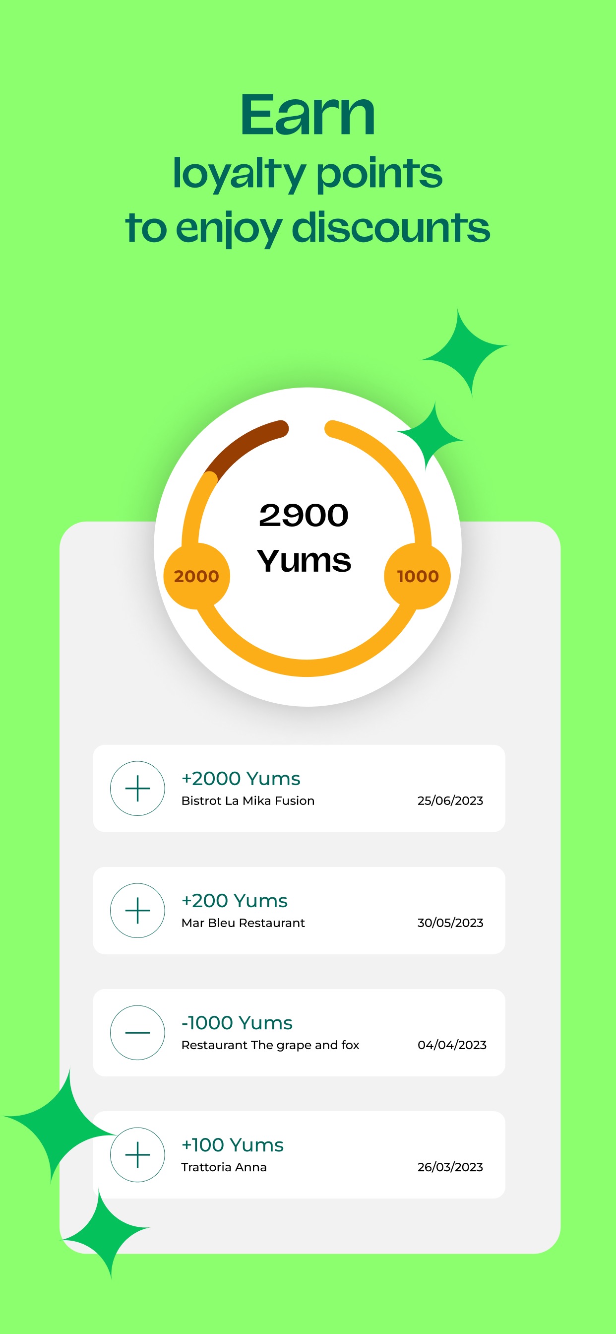 TheFork App Store screenshot: Earn loyalty points to enjoy discounts