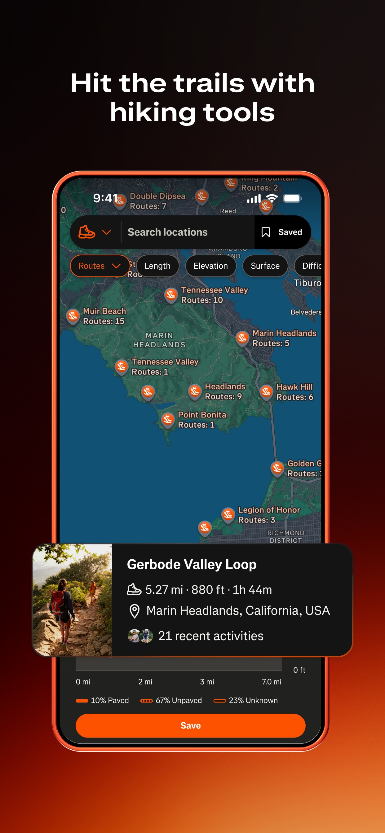 Strava App Store screenshot 5: Hit the trails with hiking tools