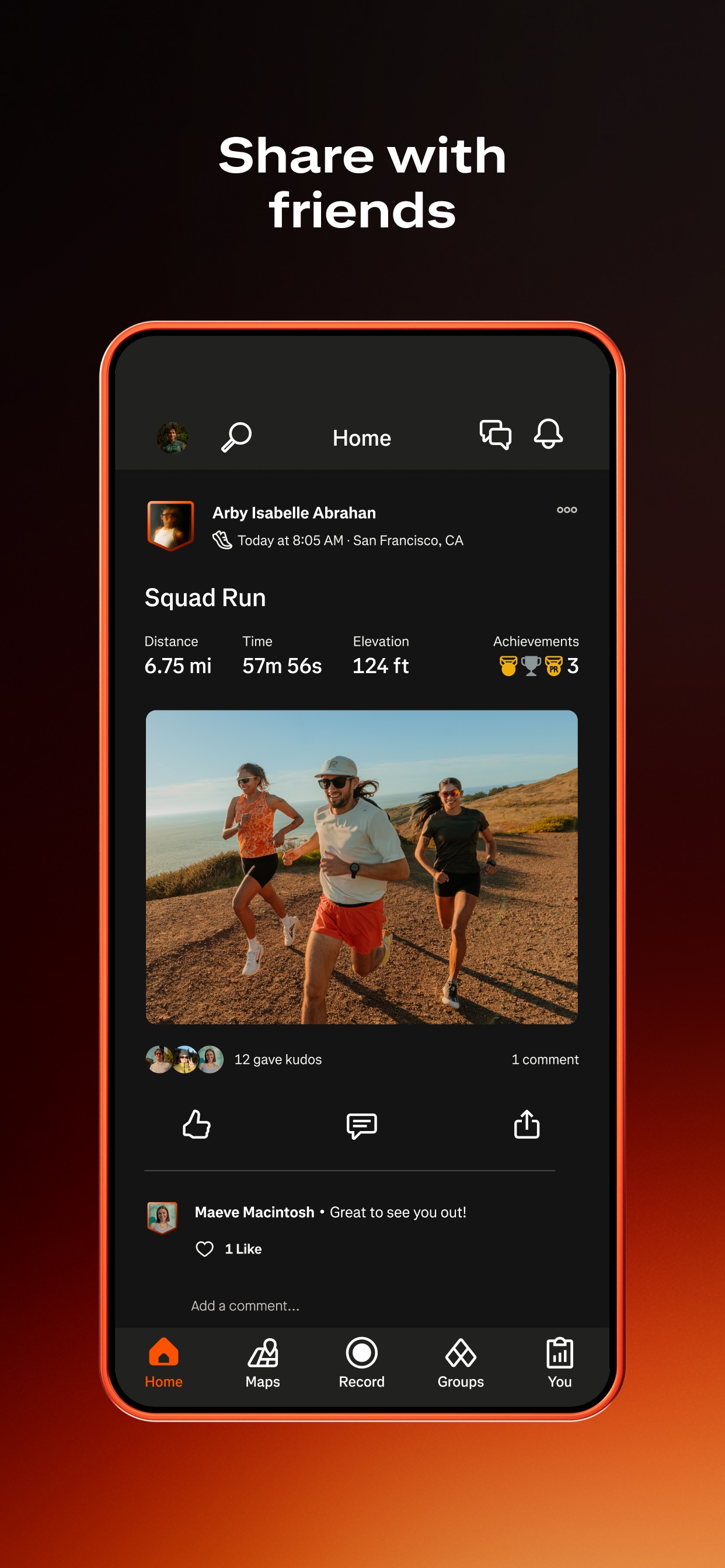 Strava App Store screenshot 6: Share with friends