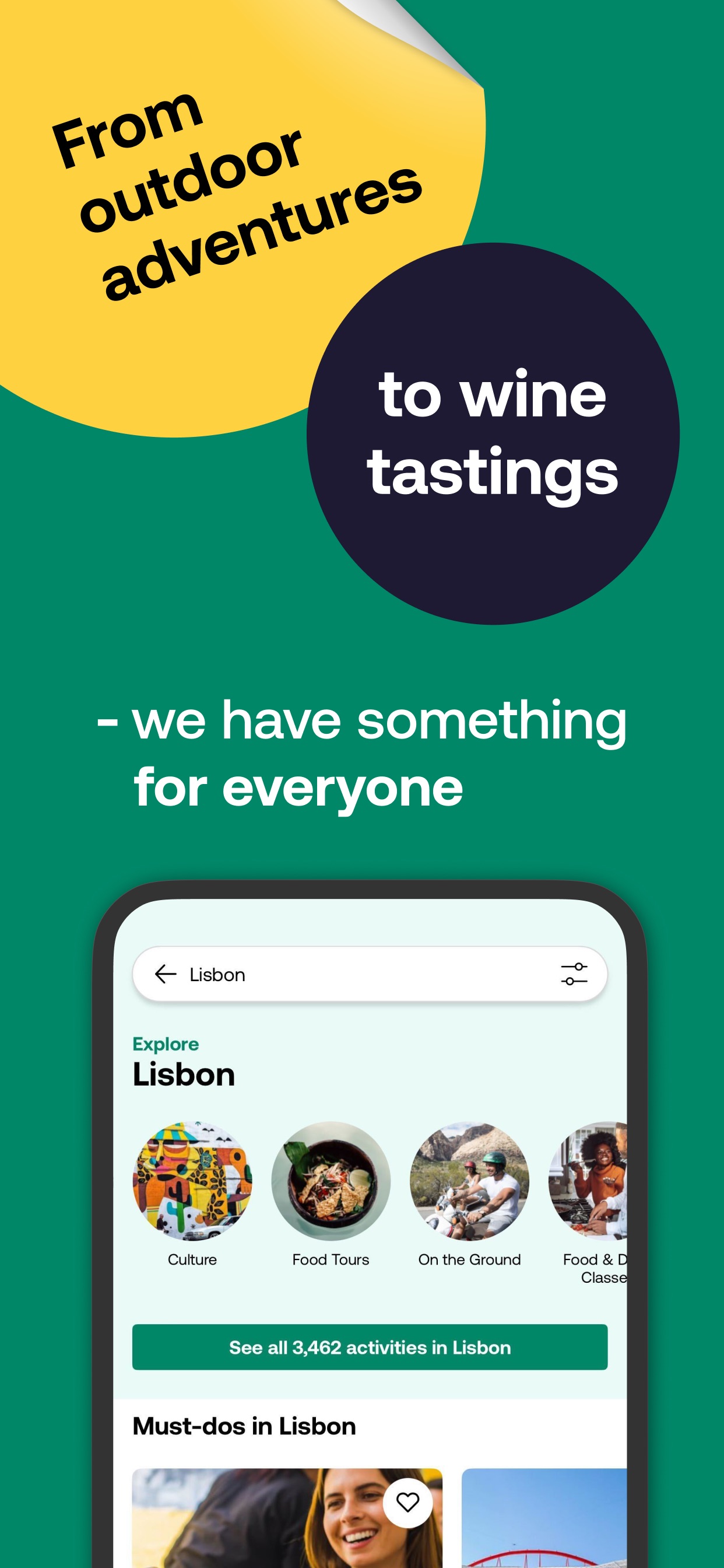 Viator App Store screenshot: From outdoor adventures to wine tastings - we have something for everyone
