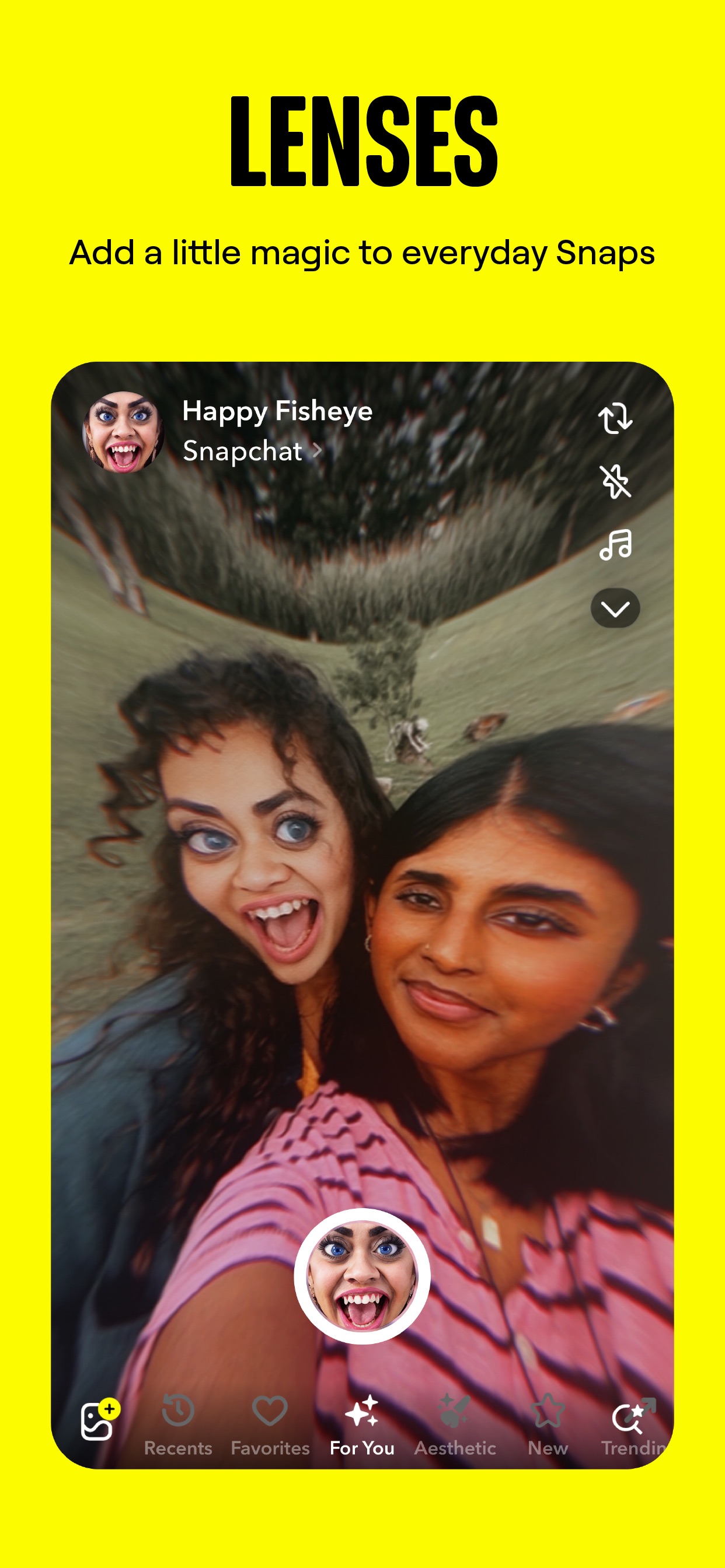 Snapchat App Store screenshot: LENSES
Add a little magic to everyday Snaps