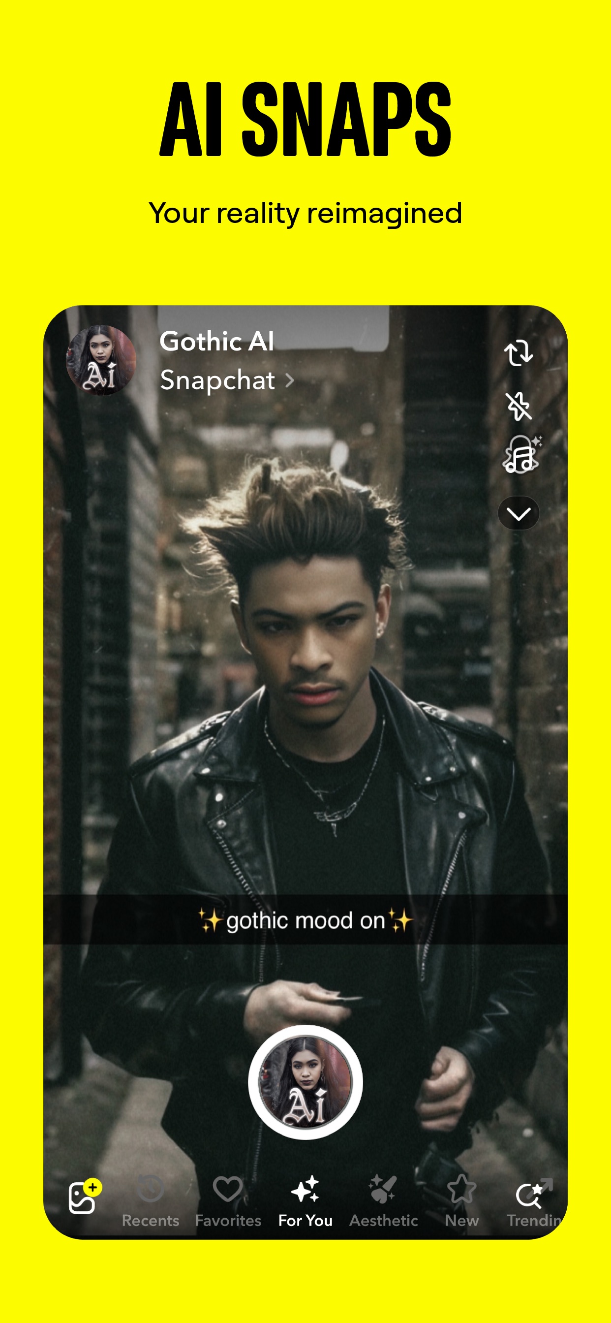 Snapchat App Store screenshot 8: AI SNAPS
Your reality reimagined