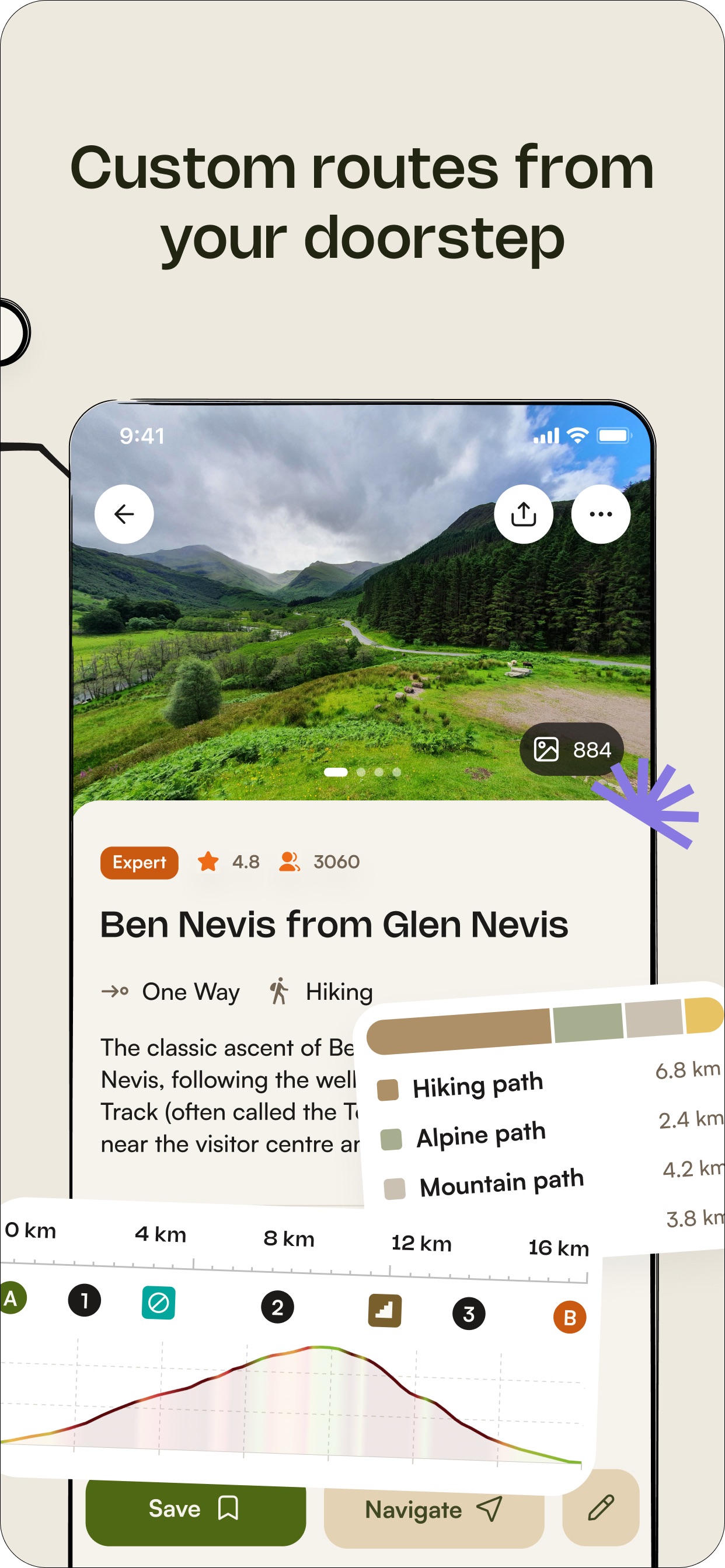 komoot App Store screenshot: Custom routes from your doorstep