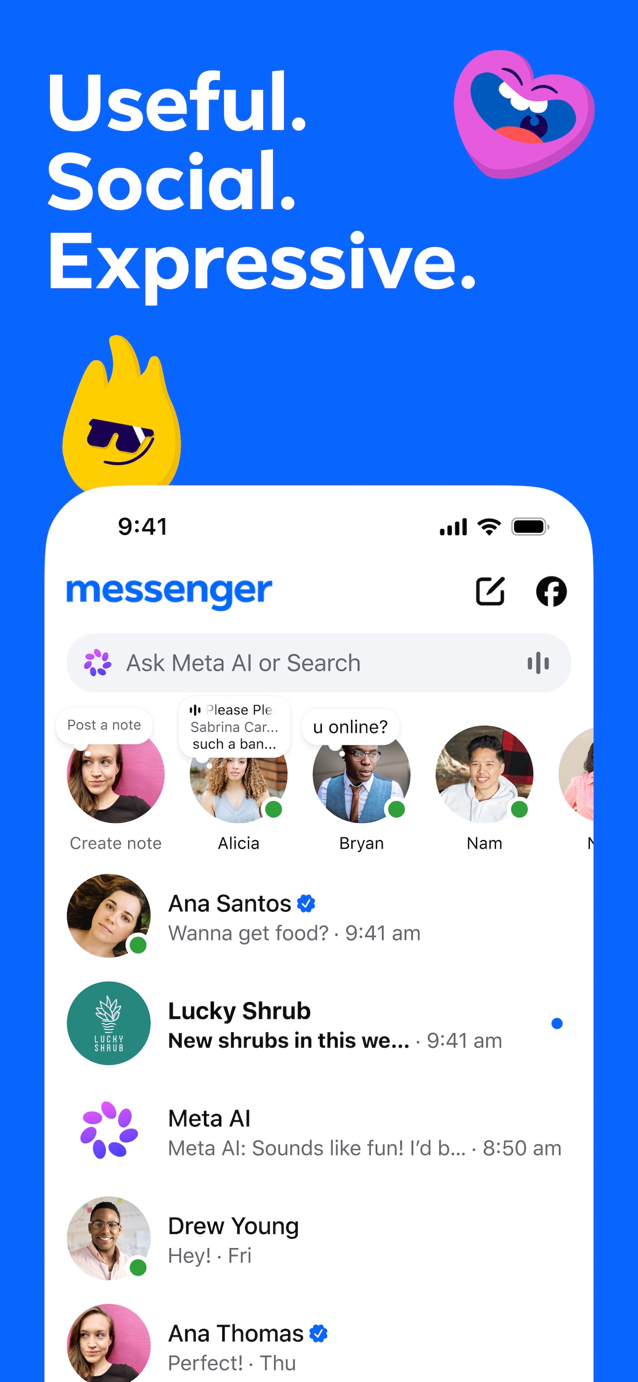 Messenger App Store screenshot: Useful. Social. Expressive.