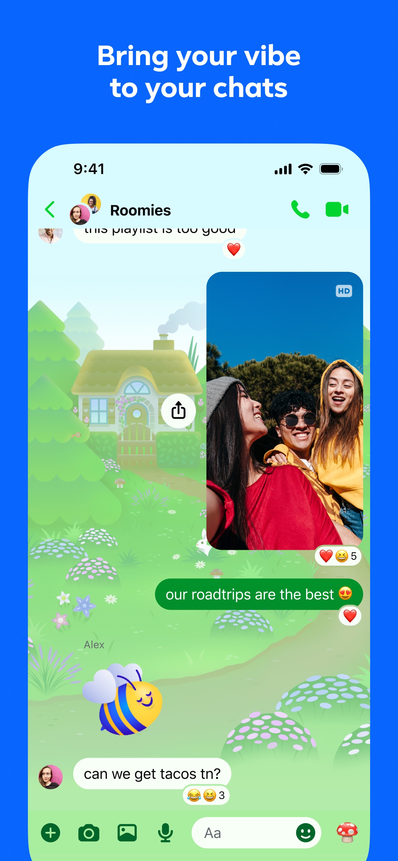 Messenger App Store screenshot: Bring your vibe to your chats