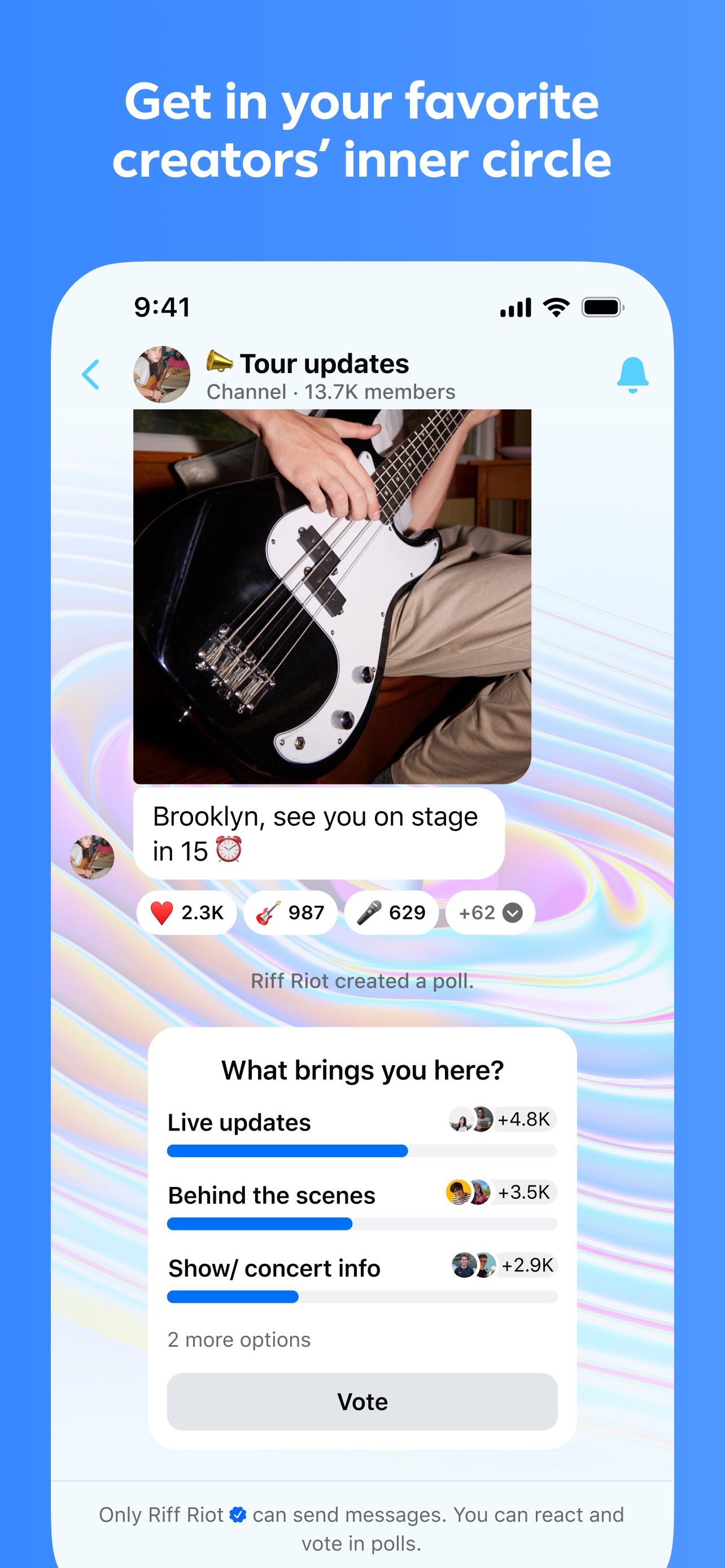 Messenger App Store screenshot 6: Get in your favorite creators’ inner circle