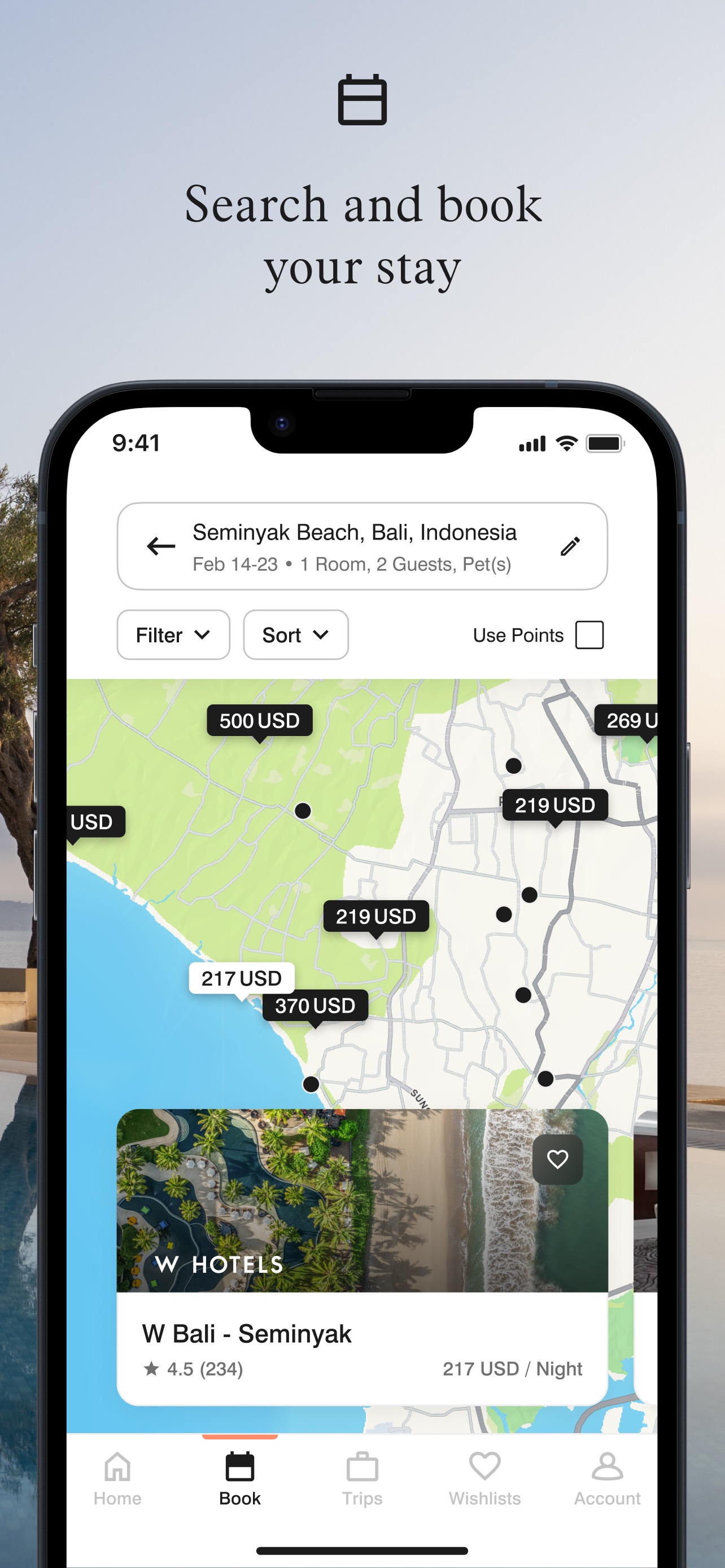 Marriott Bonvoy App Store screenshot: Search and book your stay
