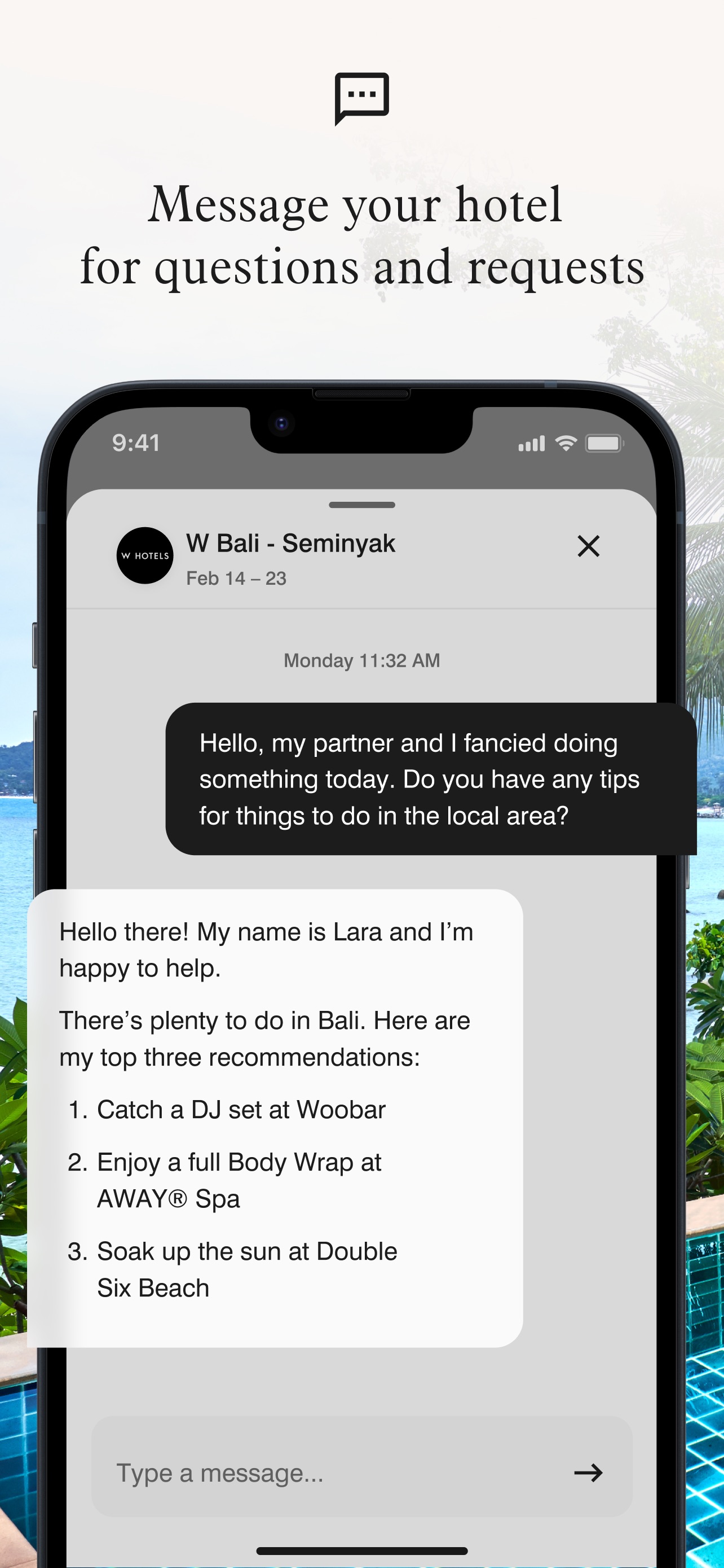 Marriott Bonvoy App Store screenshot 6: Message your hotel for questions and requests