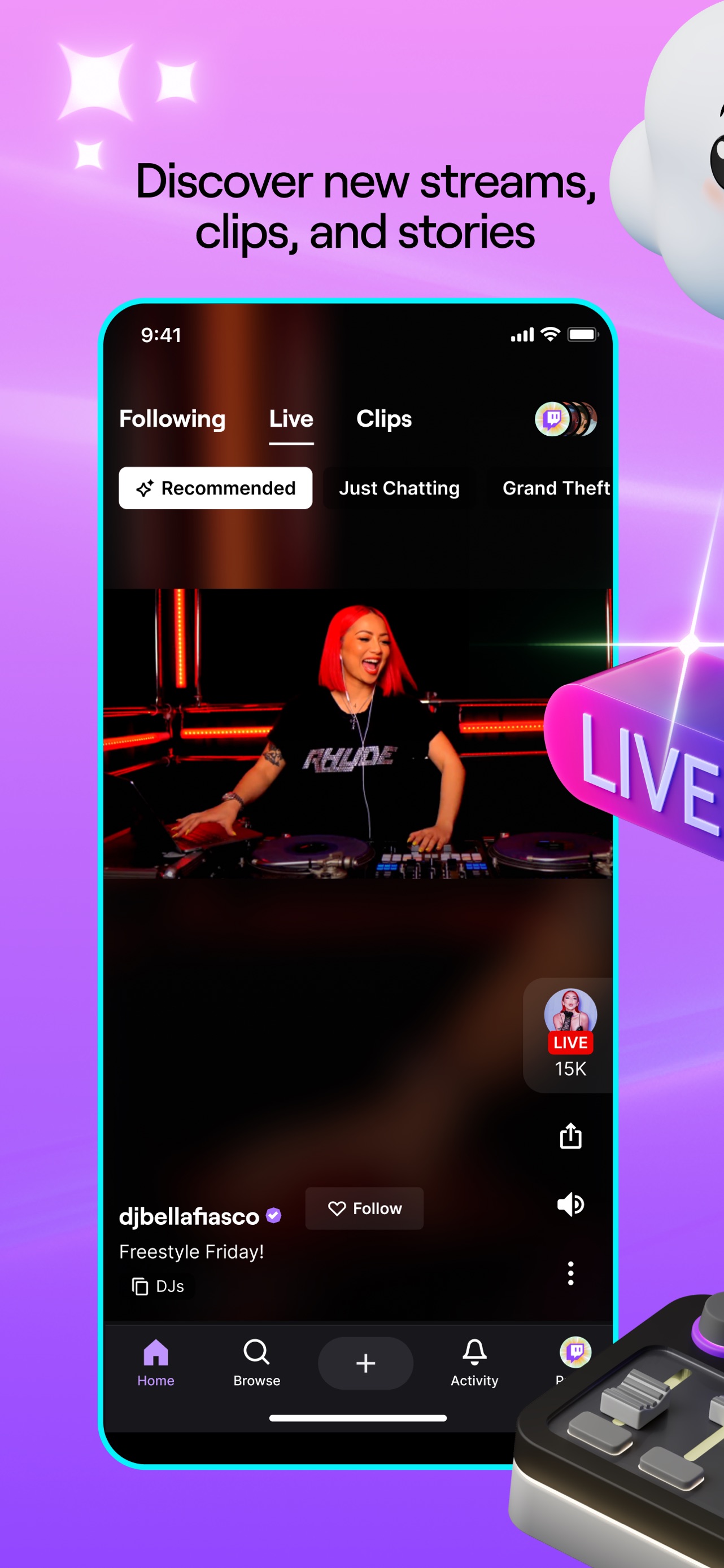 Twitch App Store screenshot: Discover new streams, clips, and stories