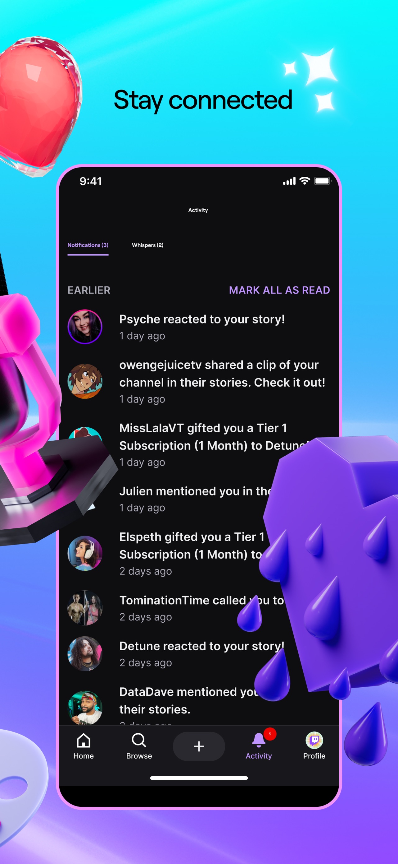 Twitch App Store screenshot 6: Stay connected