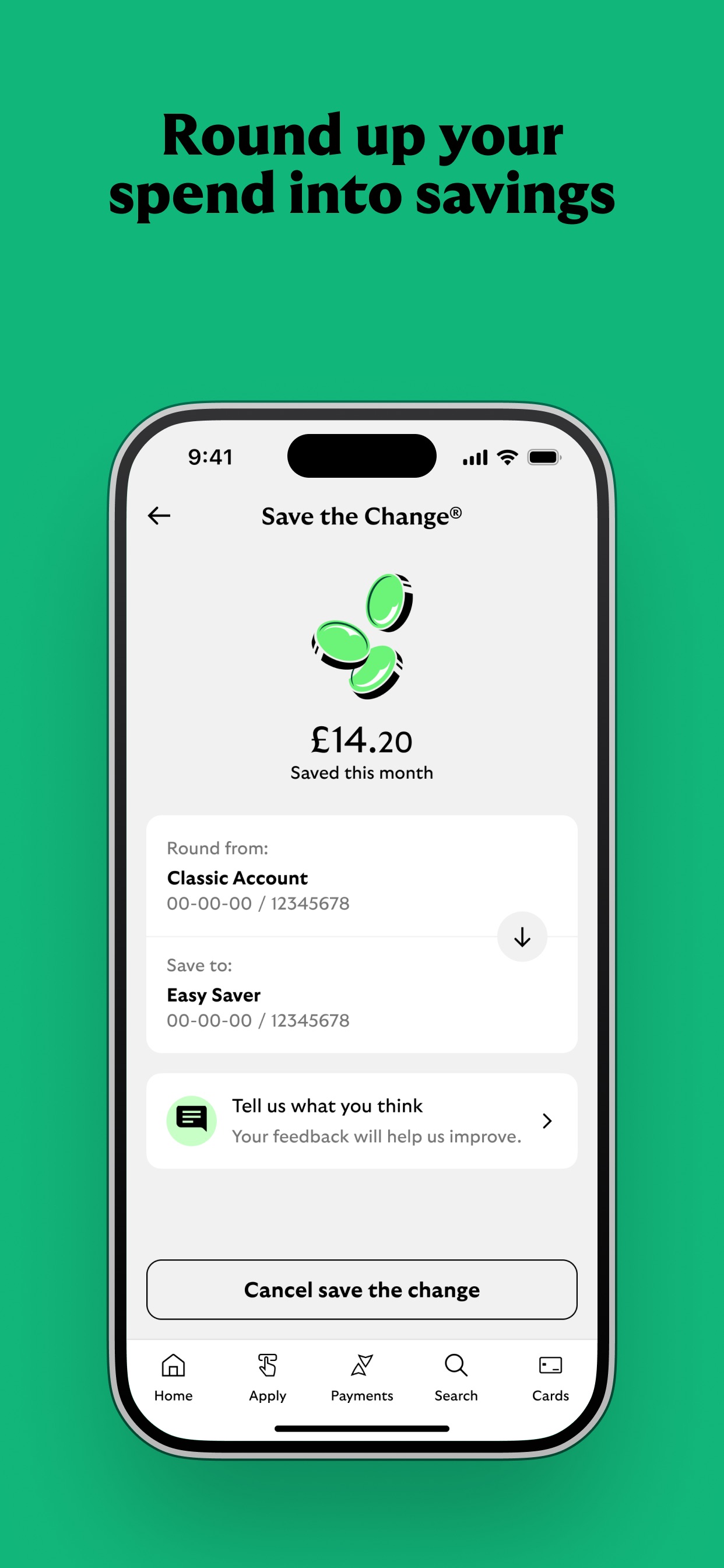 Lloyds Mobile Banking App Store screenshot 8: Round up your spend into savings