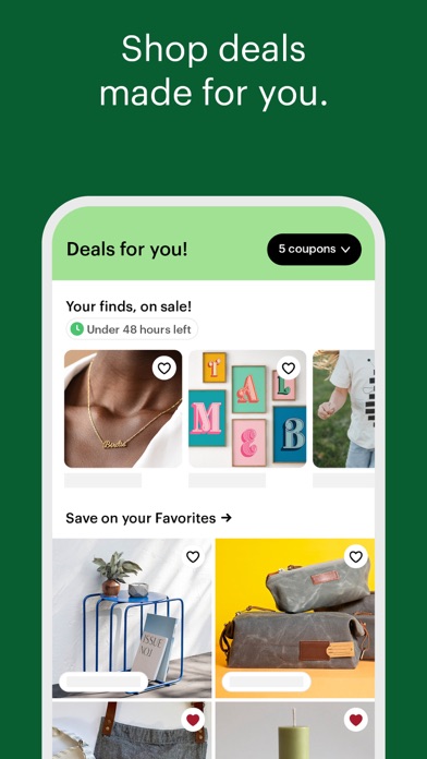 Etsy App Store screenshot 5: Shop deals made for you.