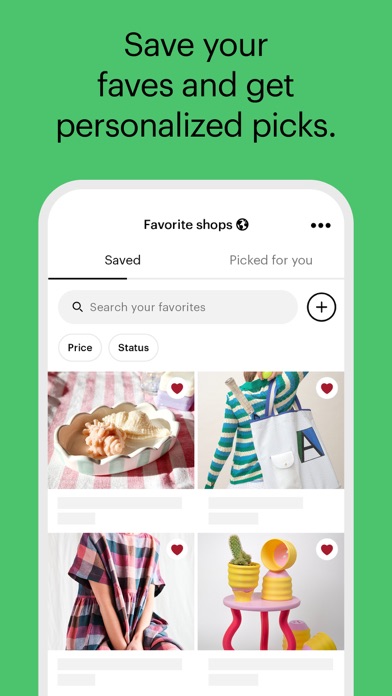 Etsy App Store screenshot 6: Save your faves and get personalized picks.