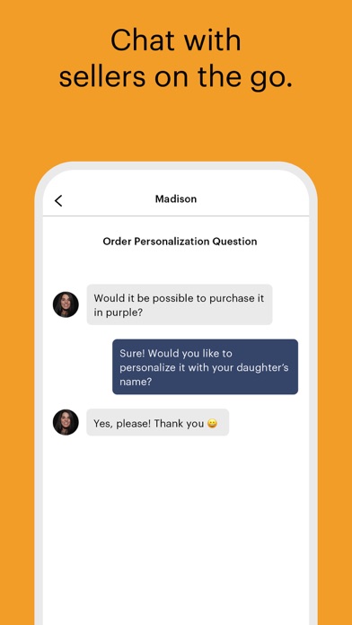 Etsy App Store screenshot 8: Chat with sellers on the go.