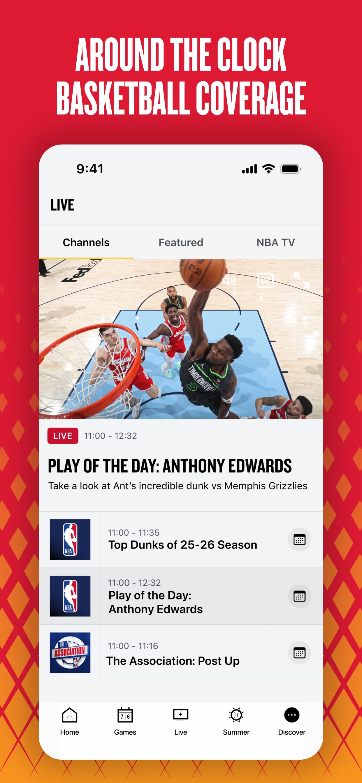 NBA App Store screenshot 5: AROUND THE CLOCK BASKETBALL COVERAGE