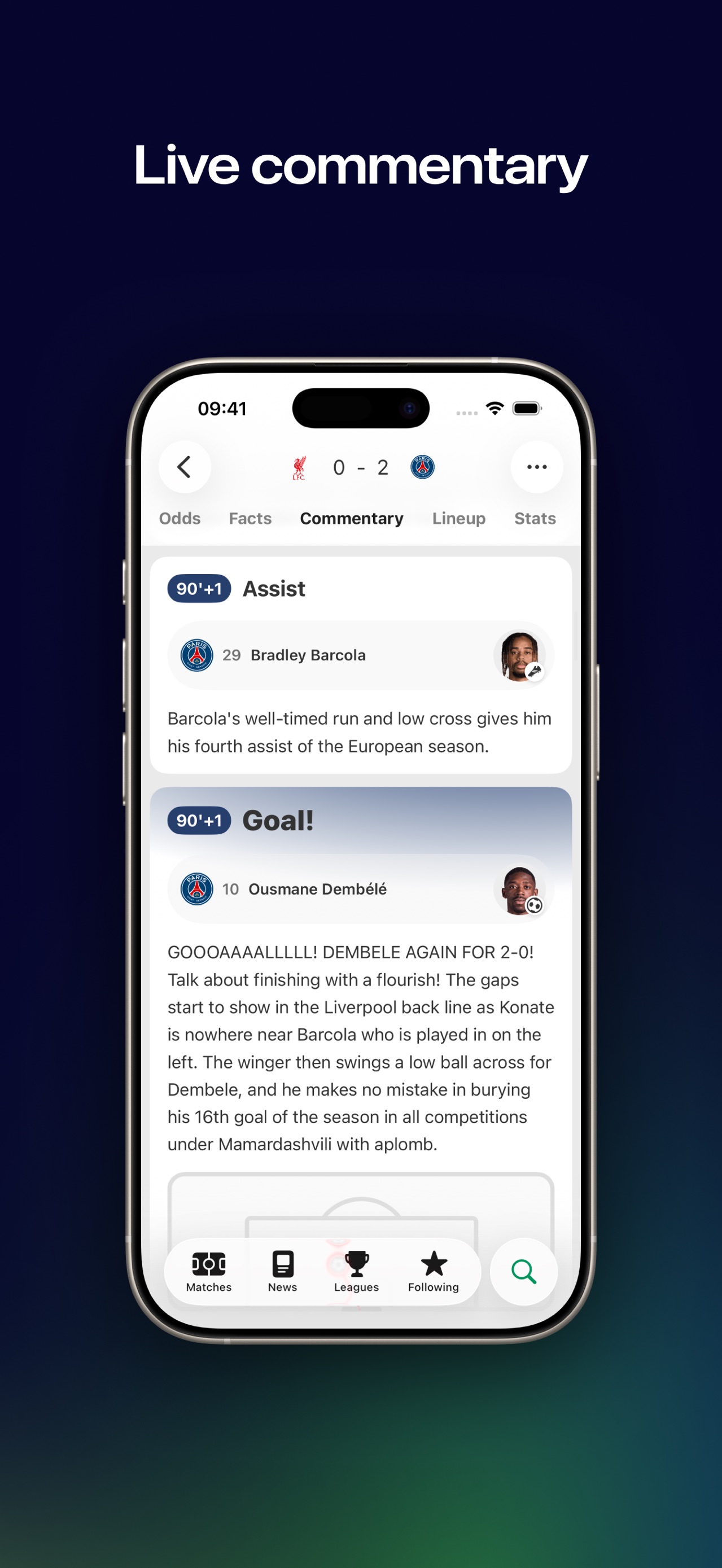 FotMob App Store screenshot 9: Live commentary