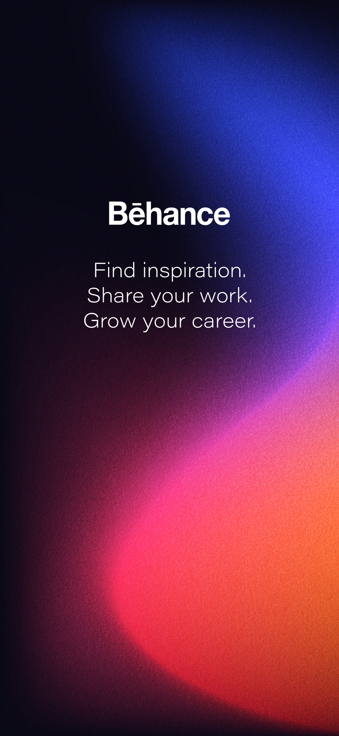 Behance App Store screenshot: Find inspiration. Share your work. Grow your career.