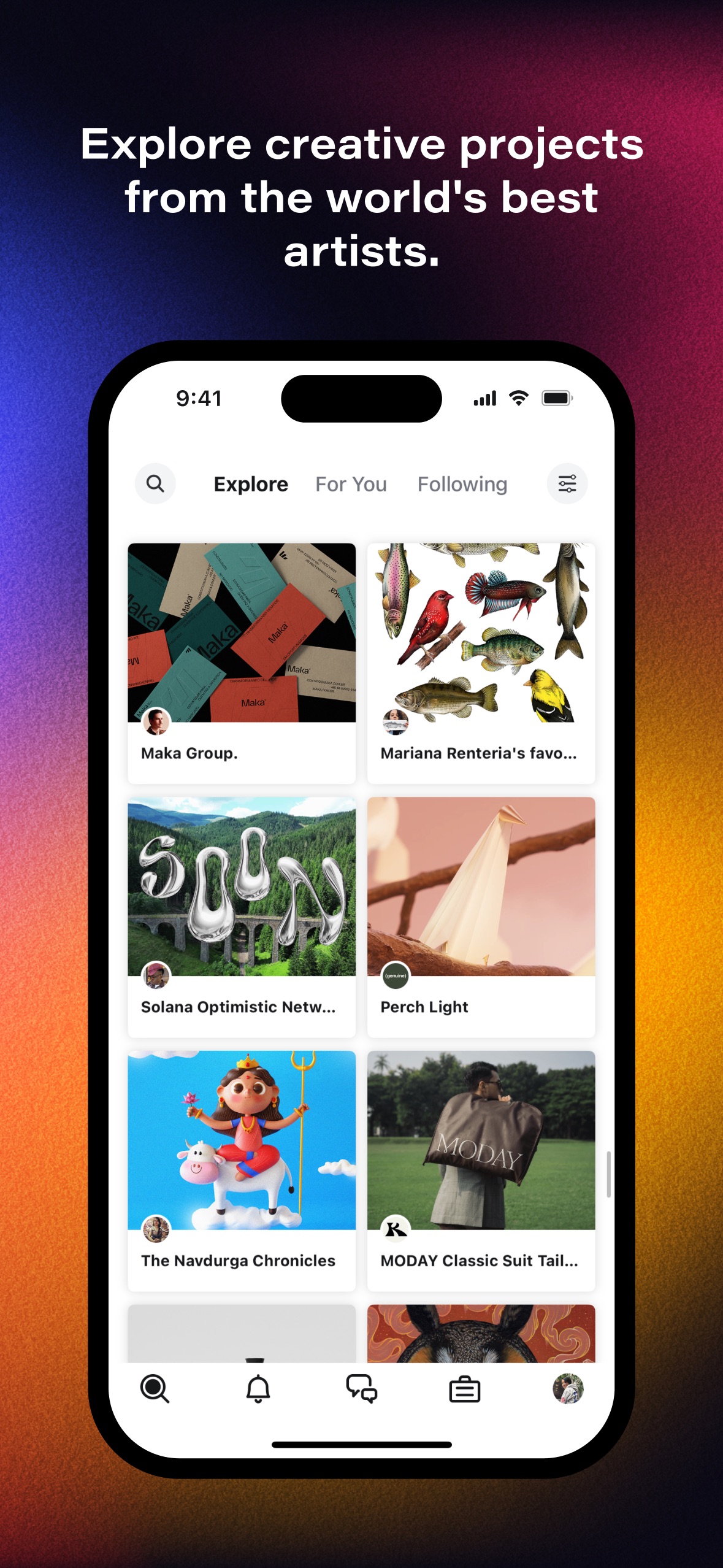 Behance App Store screenshot: Explore creative projects from the world's best artists.