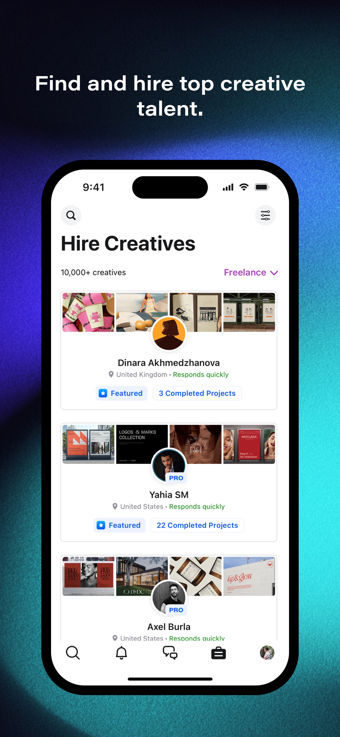 Behance App Store screenshot 5: Find and hire top creative talent.