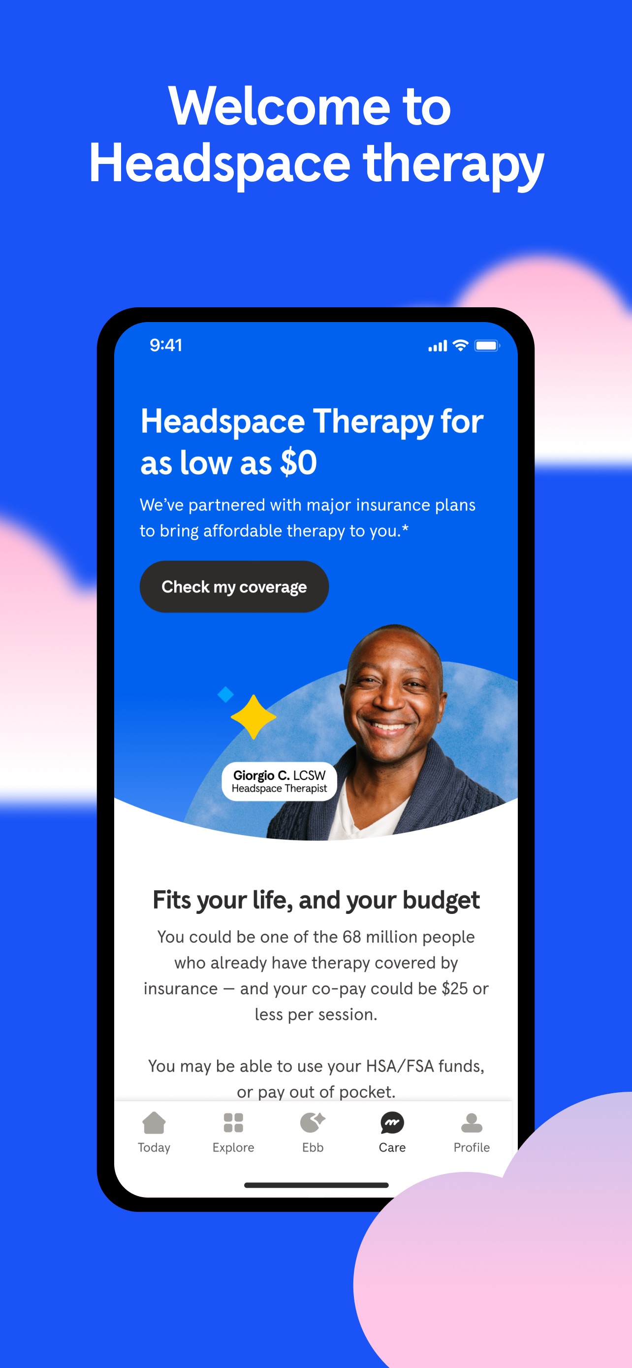 Headspace App Store screenshot 8: Welcome to Headspace therapy