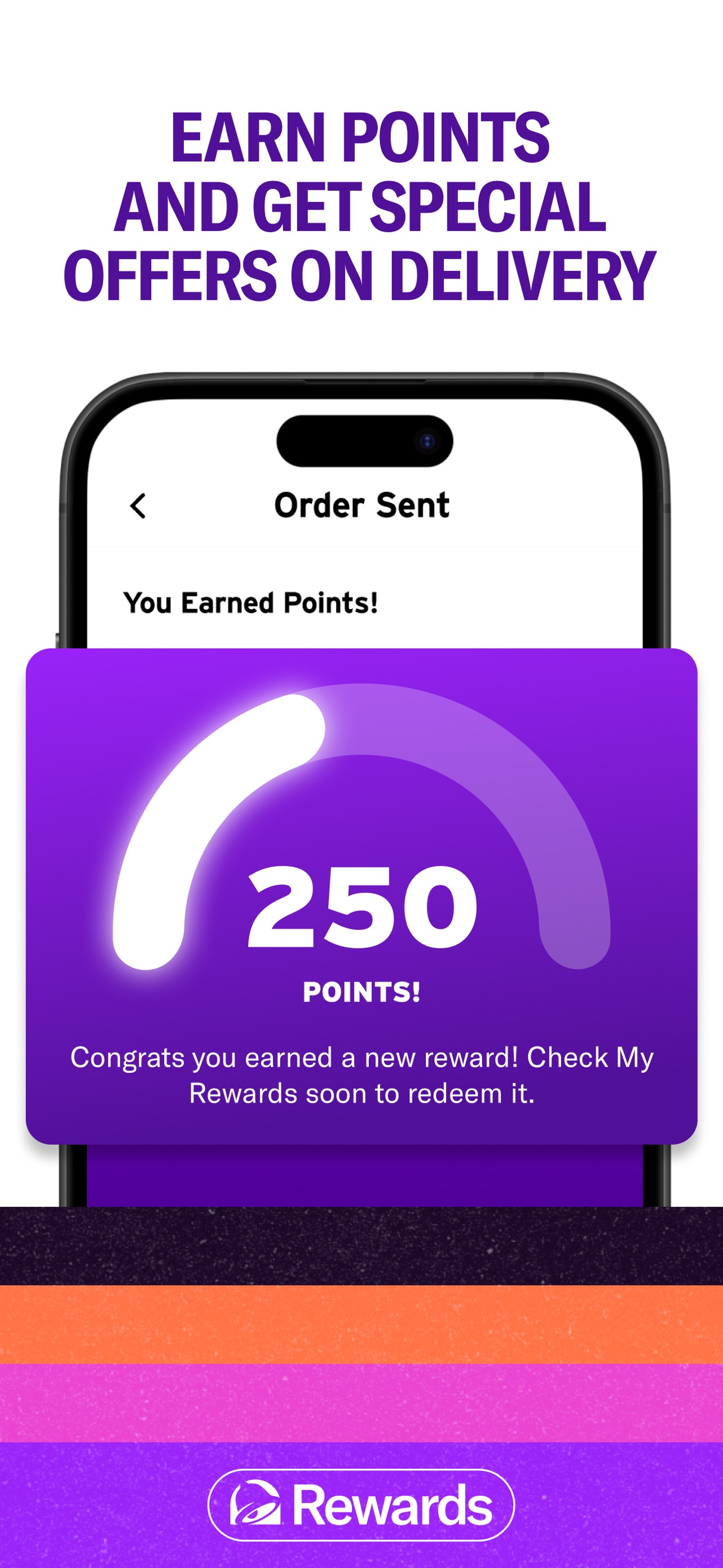 Taco Bell App Store screenshot: EARN POINTS AND GET SPECIAL OFFERS ON DELIVERY