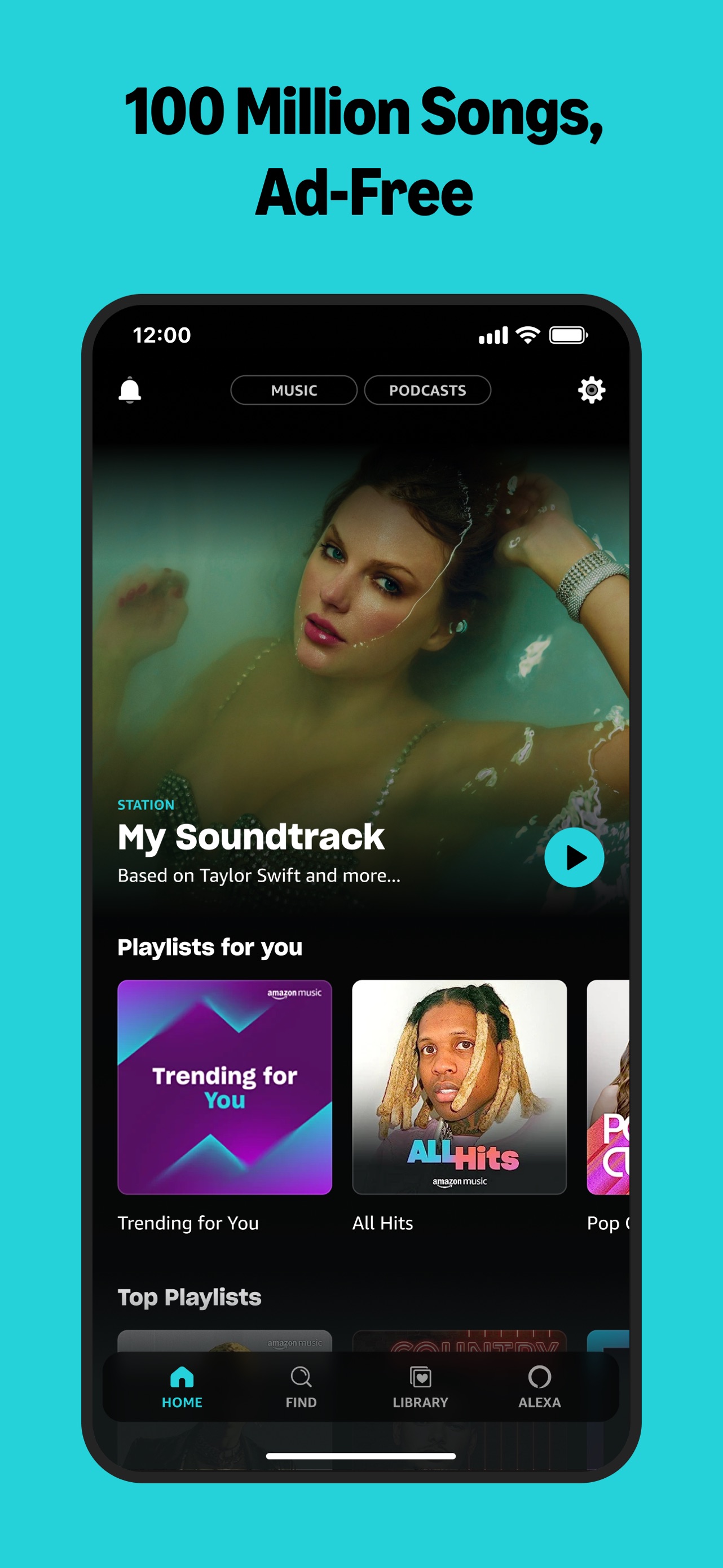 Amazon Music App Store screenshot: 100 Million Songs, Ad-Free
