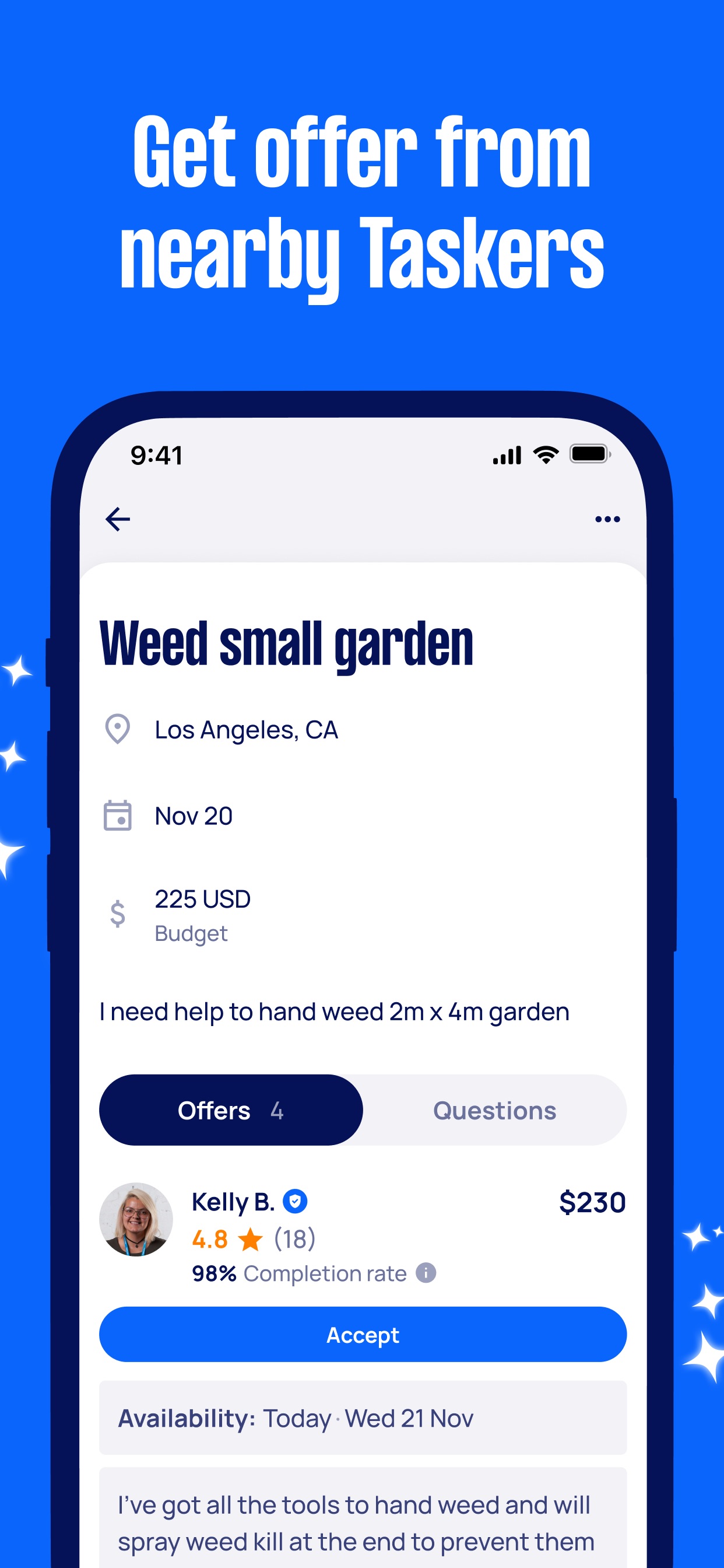 Airtasker App Store screenshot 5: Get offer from nearby Taskers