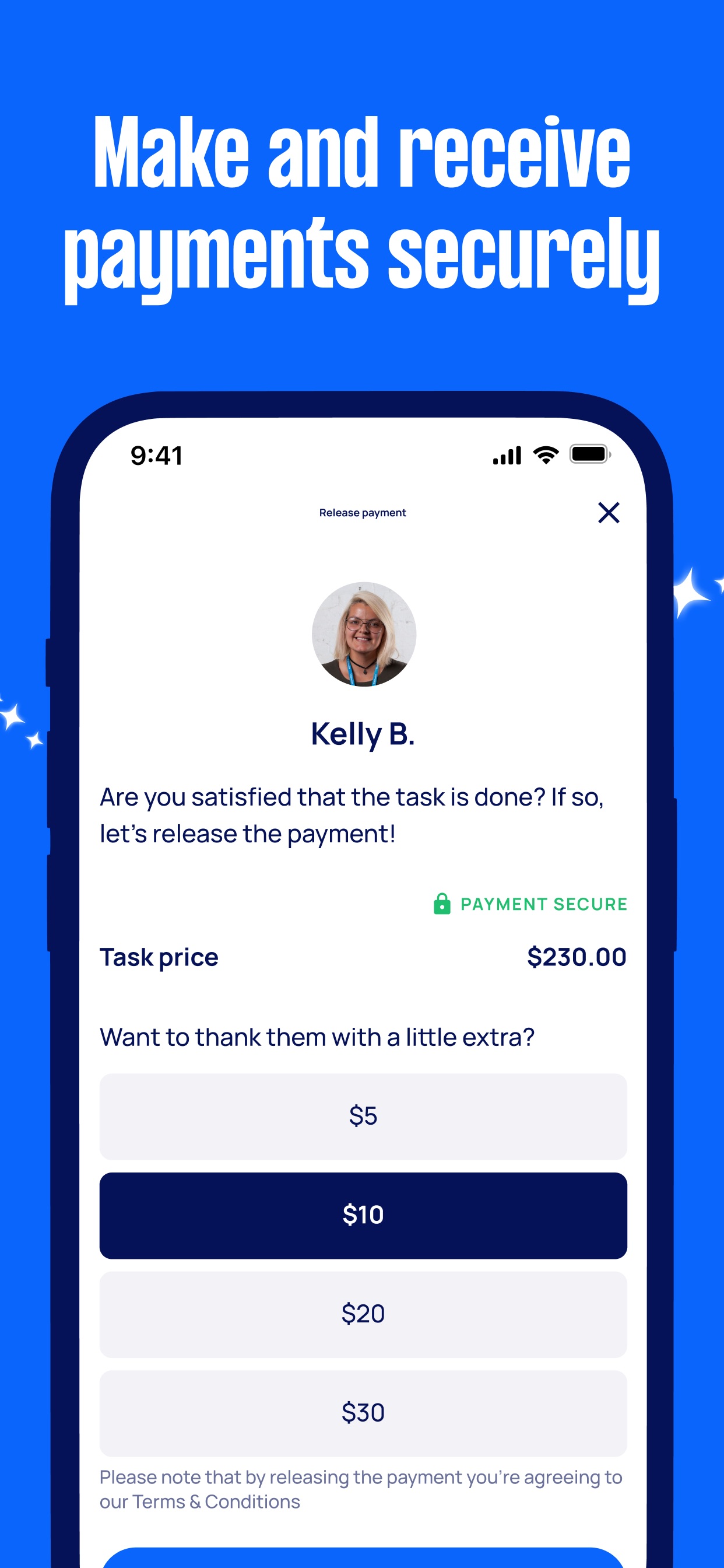 Airtasker App Store screenshot 7: Make and receive payments securely