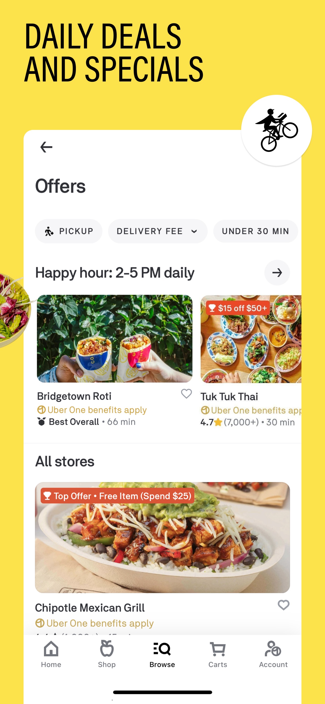 Postmates App Store screenshot 6: DAILY DEALS AND SPECIALS