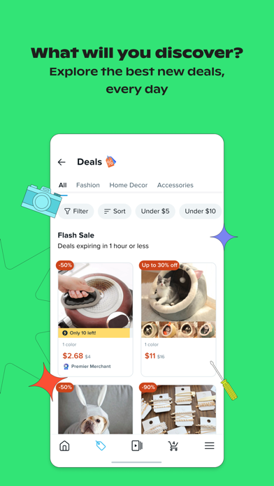Wish App Store screenshot 6: What will you discover?
Explore the best new deals, every day