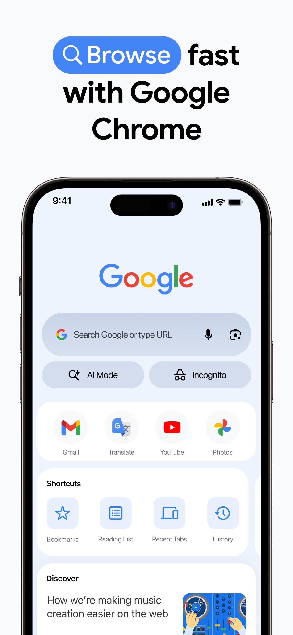 Google Chrome App Store screenshot: Browse fast with Google Chrome