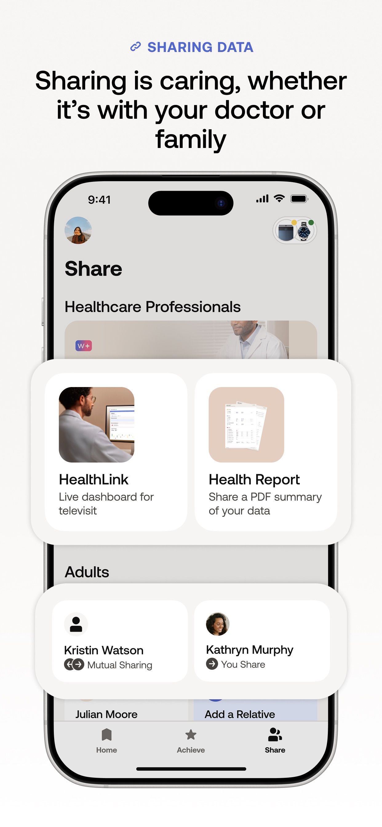 Withings Health Mate App Store screenshot 8: Sharing is caring, whether it’s with your doctor or family