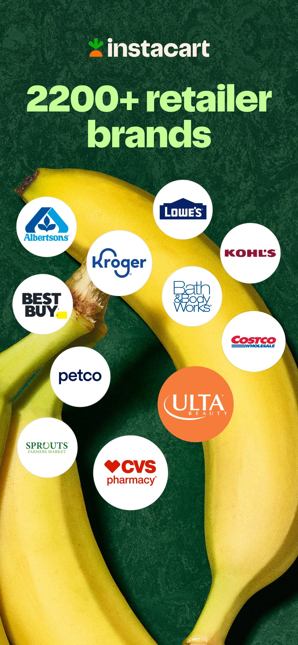 Instacart App Store screenshot: 2200+ retailer brands