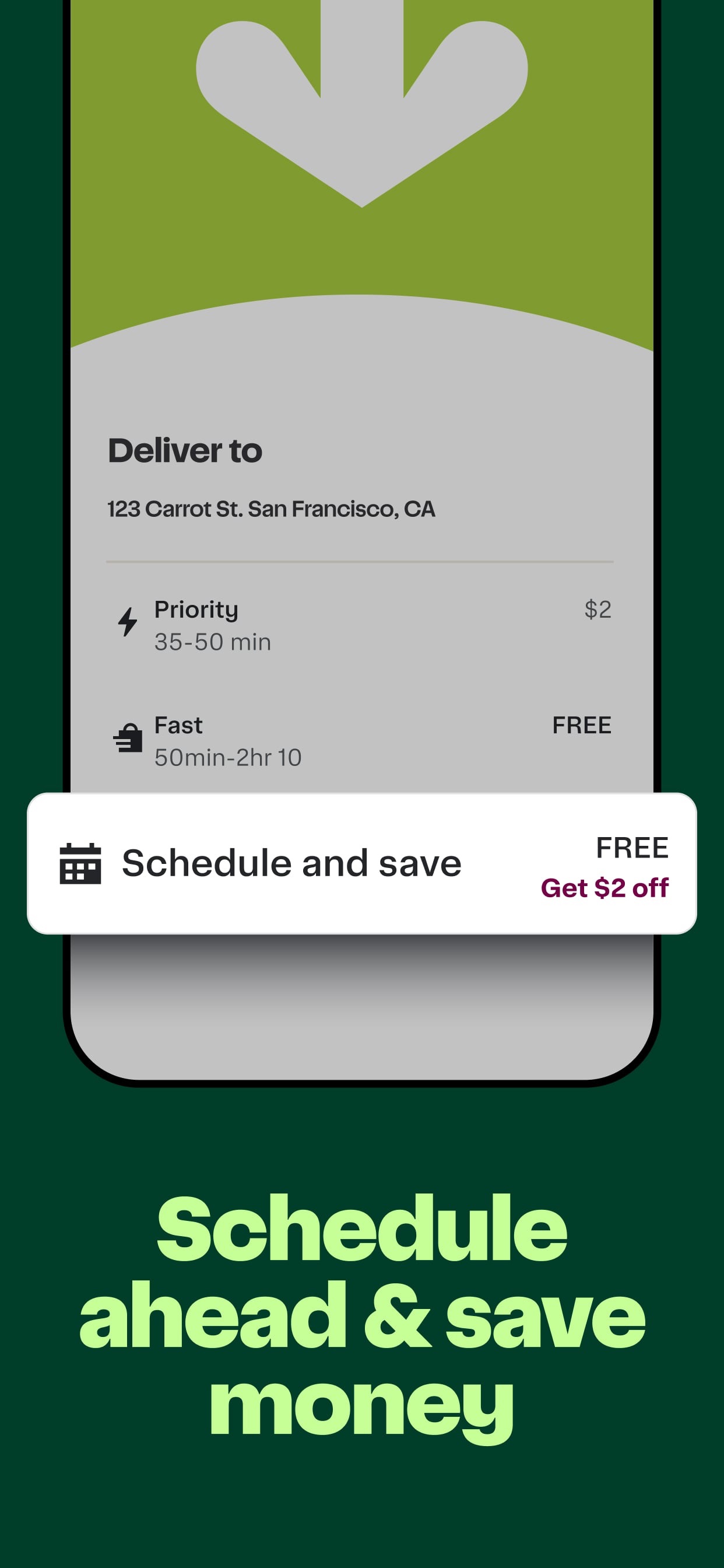 Instacart App Store screenshot: Schedule ahead & save money