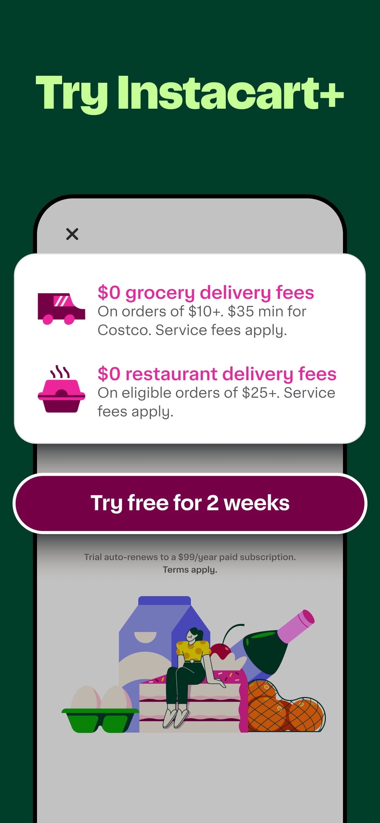 Instacart App Store screenshot 9: Try Instacart+