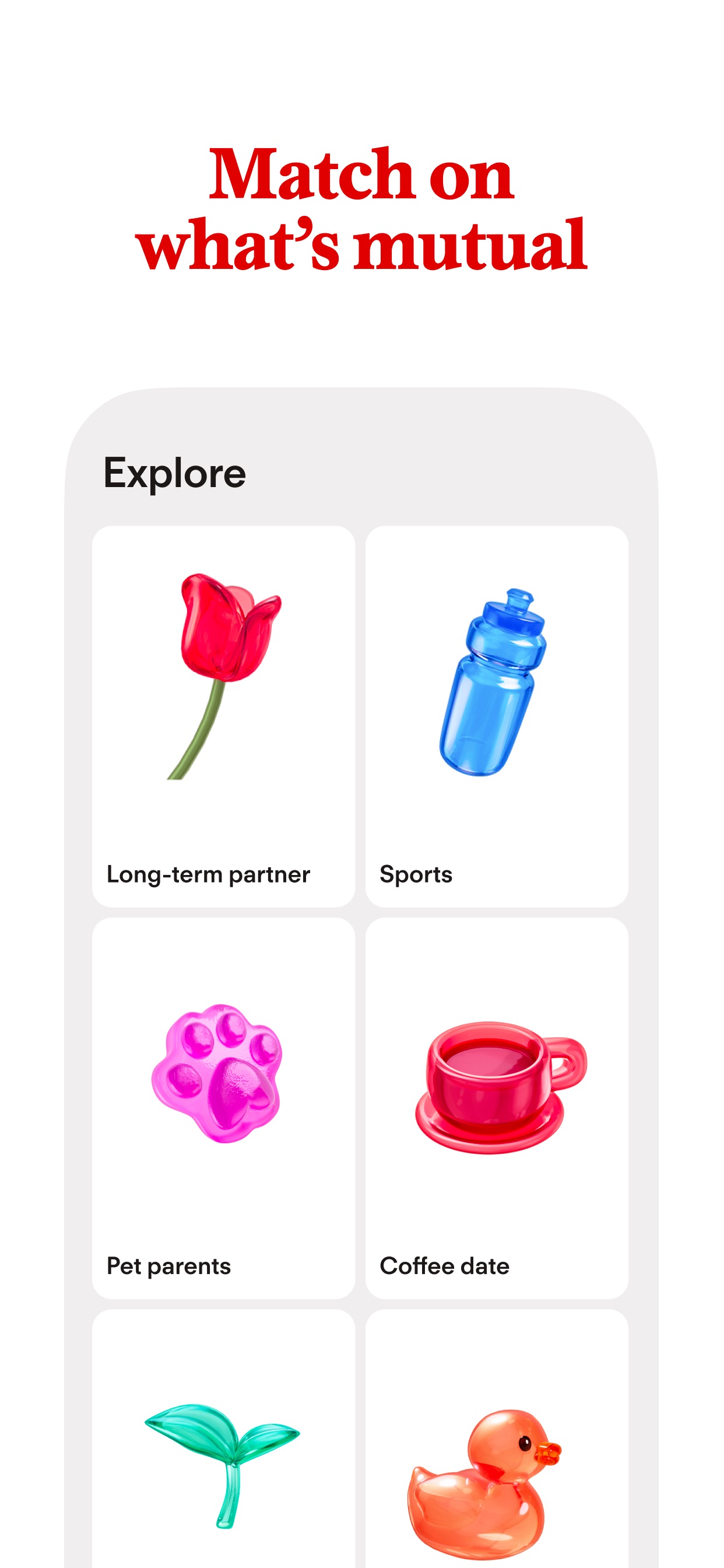 Tinder App Store screenshot 8: Match on what’s mutual