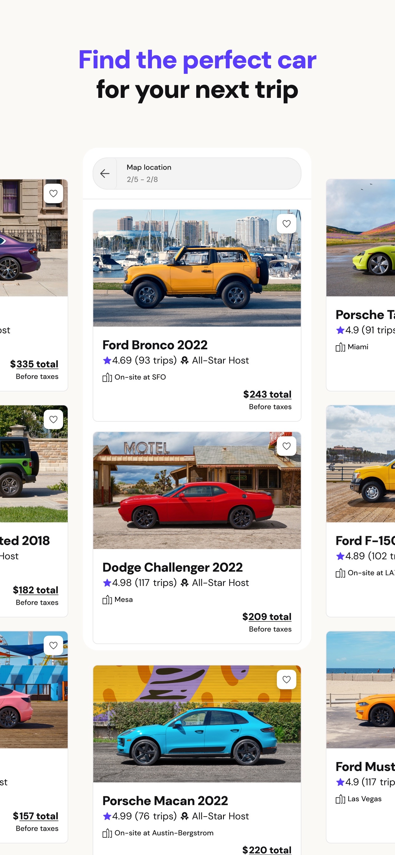 Turo App Store screenshot: Find the perfect car for your next trip