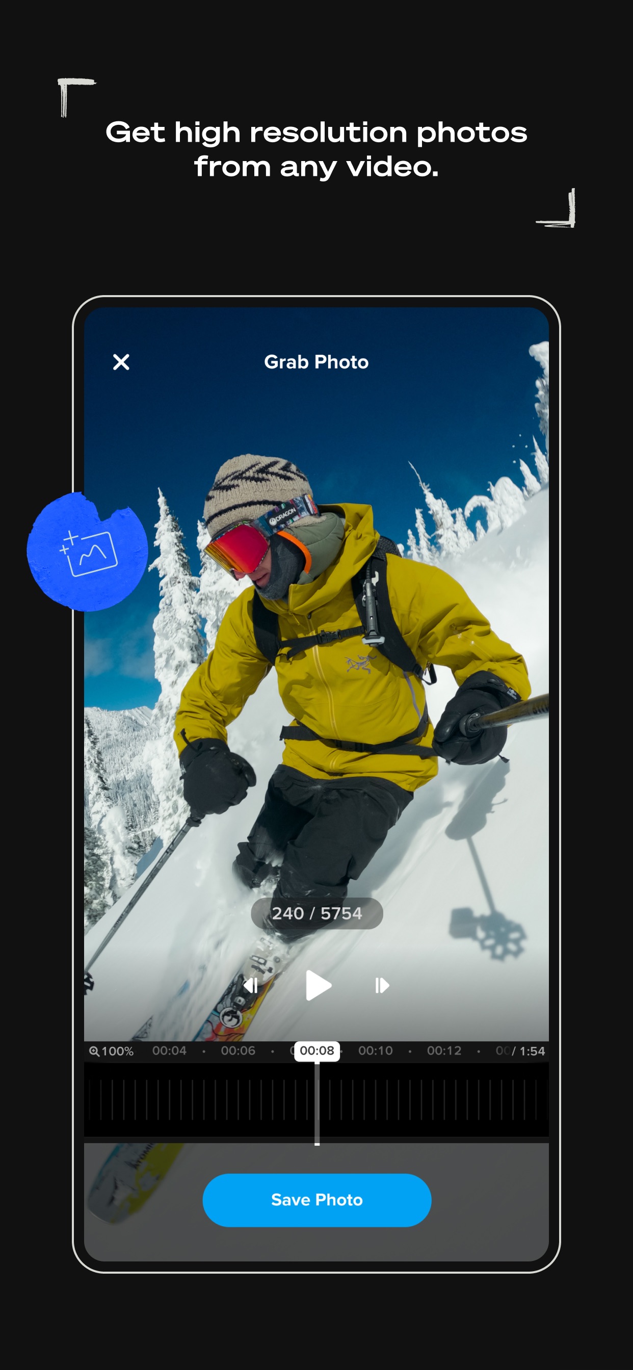 GoPro Quik App Store screenshot 7: Get high resolution photos from any video.