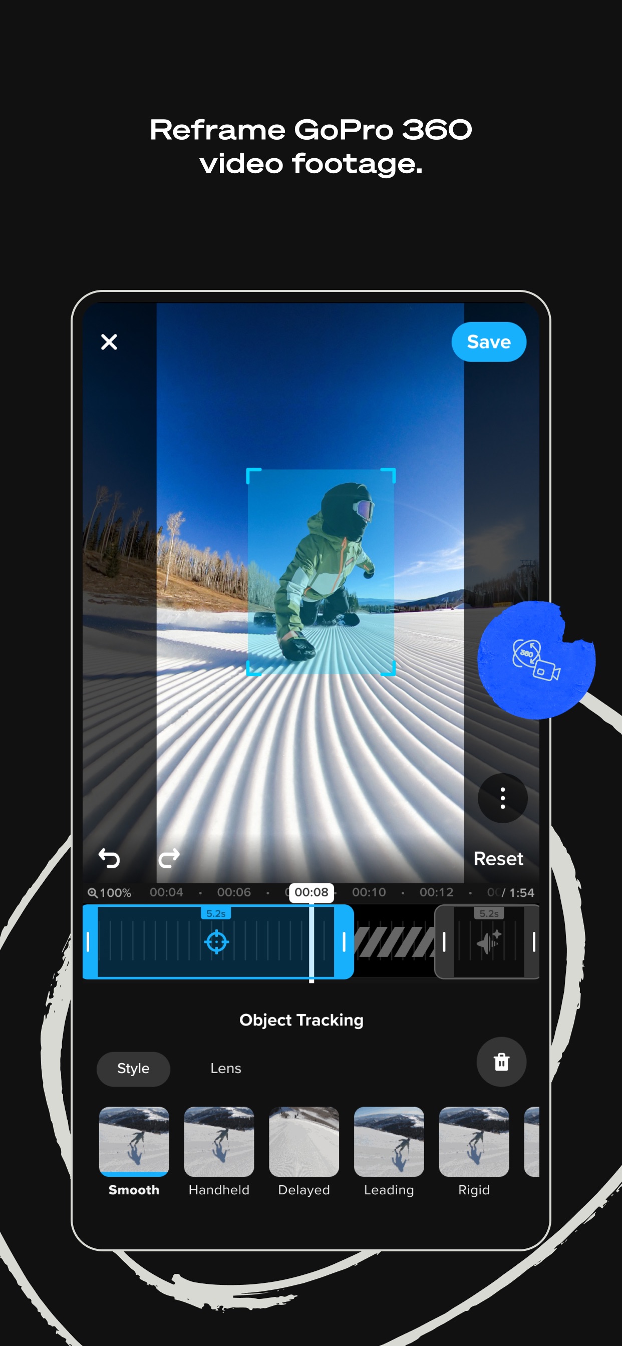 GoPro Quik App Store screenshot 9: Reframe GoPro 360 video footage.